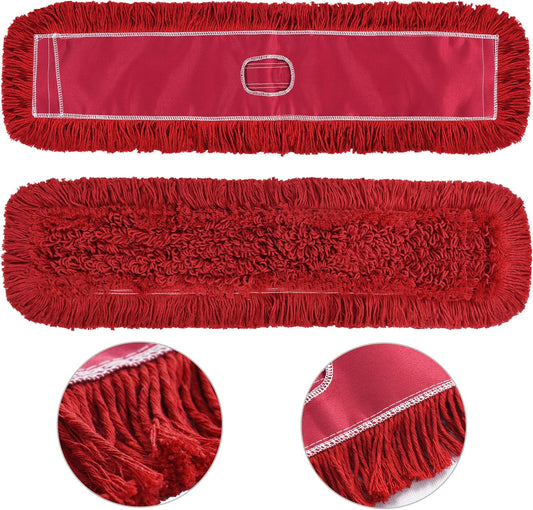 Matthew Cleaning 36'' Industrial Strength Cotton Dust Mop Refill Washable Replacement Heads for Residential & Commercial Use Fit Standard Dust Mop Frames, Hardwood, Concrete Floors Red 1 Pack
