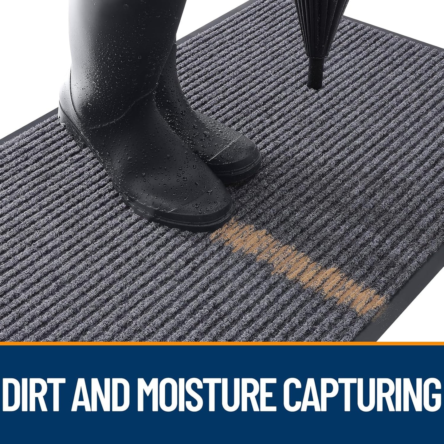 OLANLY Front Door Mat Indoor Outdoor Entrance, Waterproof Heavy Duty Doormat, Fade Resistant, Low Profile, Easy Clean Patio Porch Welcome Floor Mats for Entry, 71x24, Grey