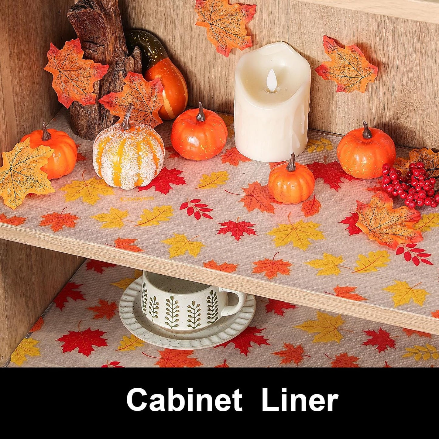 Cooyes Shelf Paper for Kitchen Cabinets Non Adhesive, Waterproof & Oil-Proof Kitchen Drawer Liner for Refrigerator Drawer Fridge Cupboard, (23.6 Inch W x 118 Inch L, Pumpkin Orange)