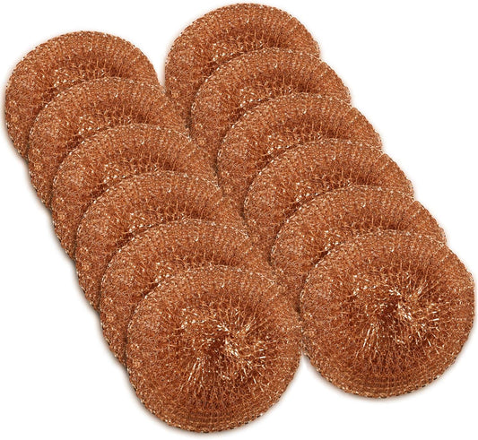 12 Pack Copper Coated Scourers by SCRUBIT – Scrubber Pad Used for Dishes, Pots, Pans, and Ovens. Easy scouring for Tough Kitchen Cleaning.