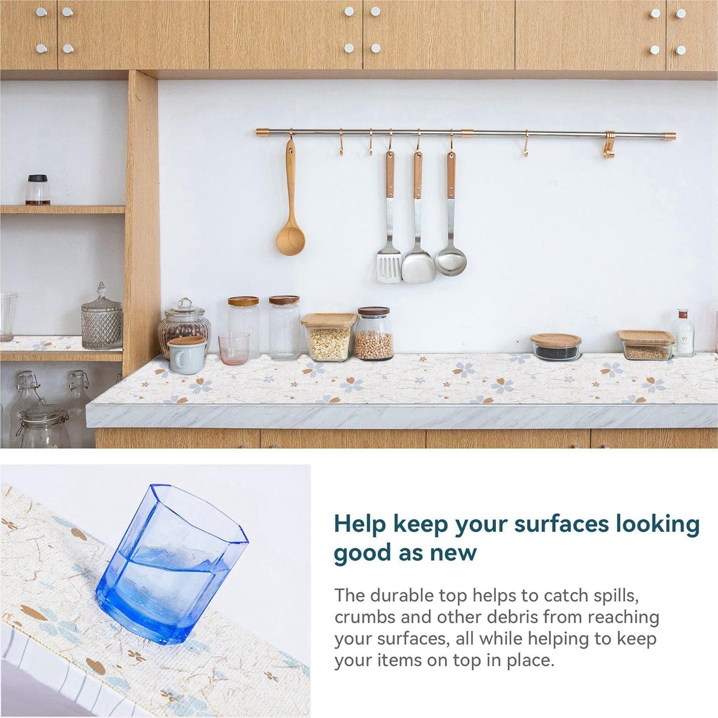 Shelf Liner Non Adhesive, 12 Inch x 50 Feet Cabinet Liners for Pantry Drawer Vanity, Drawer Liners Strong Grip Non Slip Waterproof, Shelf Liners for Kitchen Cabinets