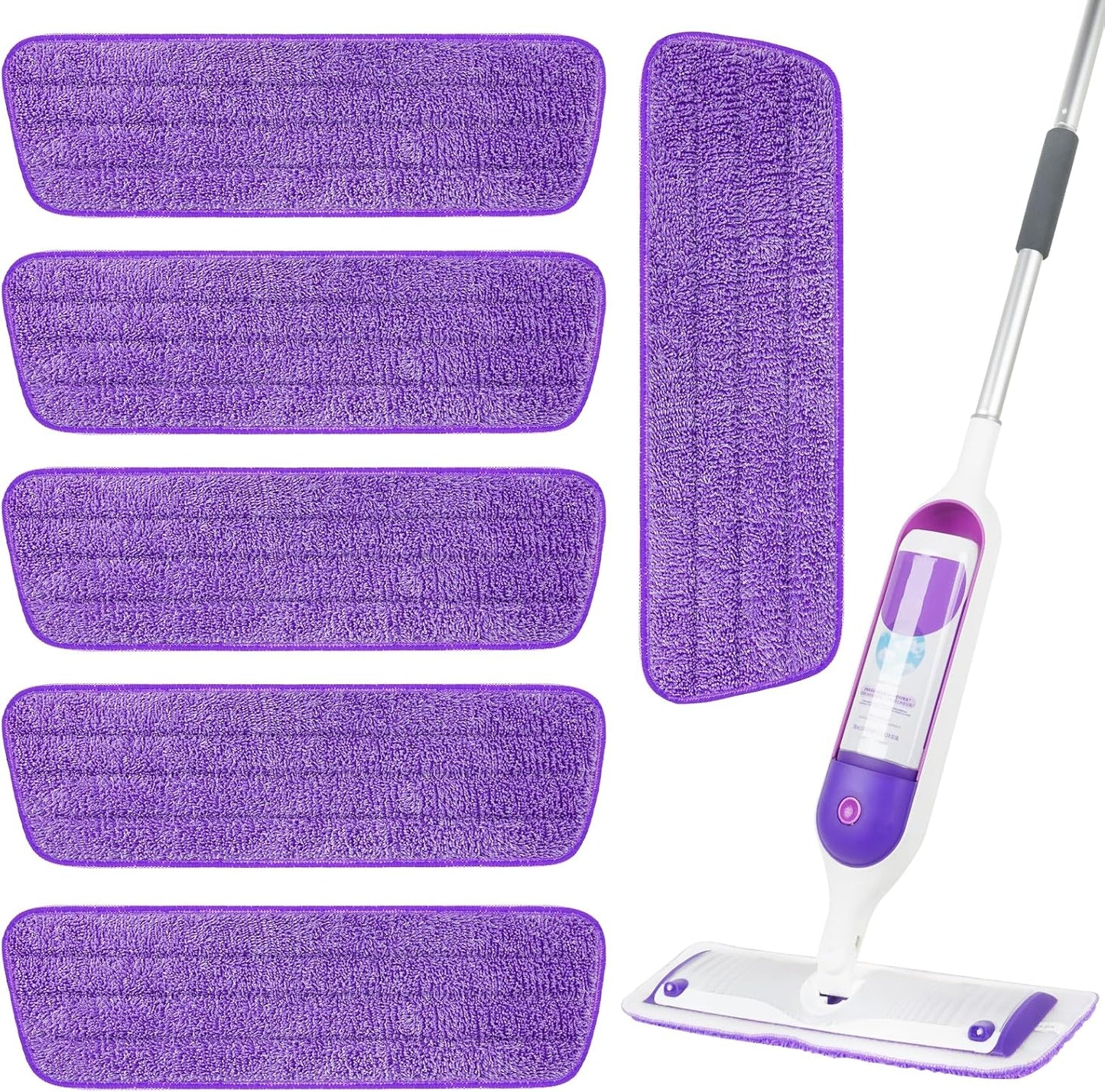 6 Pack Reusable Microfiber Mop Pads for Swiffer PowerMop, Power Mop Refill Pads for 13''-16'' Spray, Machine Washable Power Pads Replacement for All Floor Types Cleaning