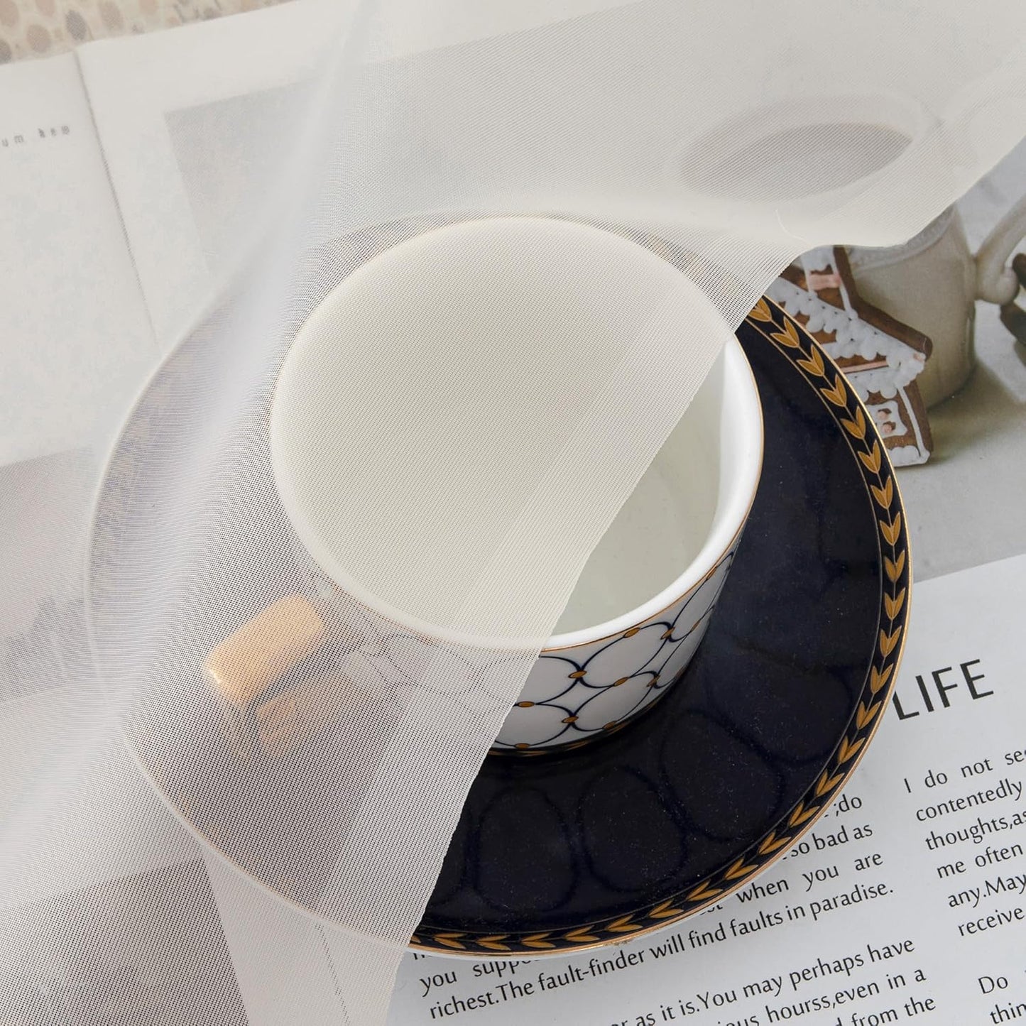 Chyhomenyc Ivory Sheer Curtains 30 inch Length 2 Panels, Light Filtering Voile Rod Pocket Short Window Curtians for Bathroom Living Room Farmhouse Small Windows, 42Wx30L inches