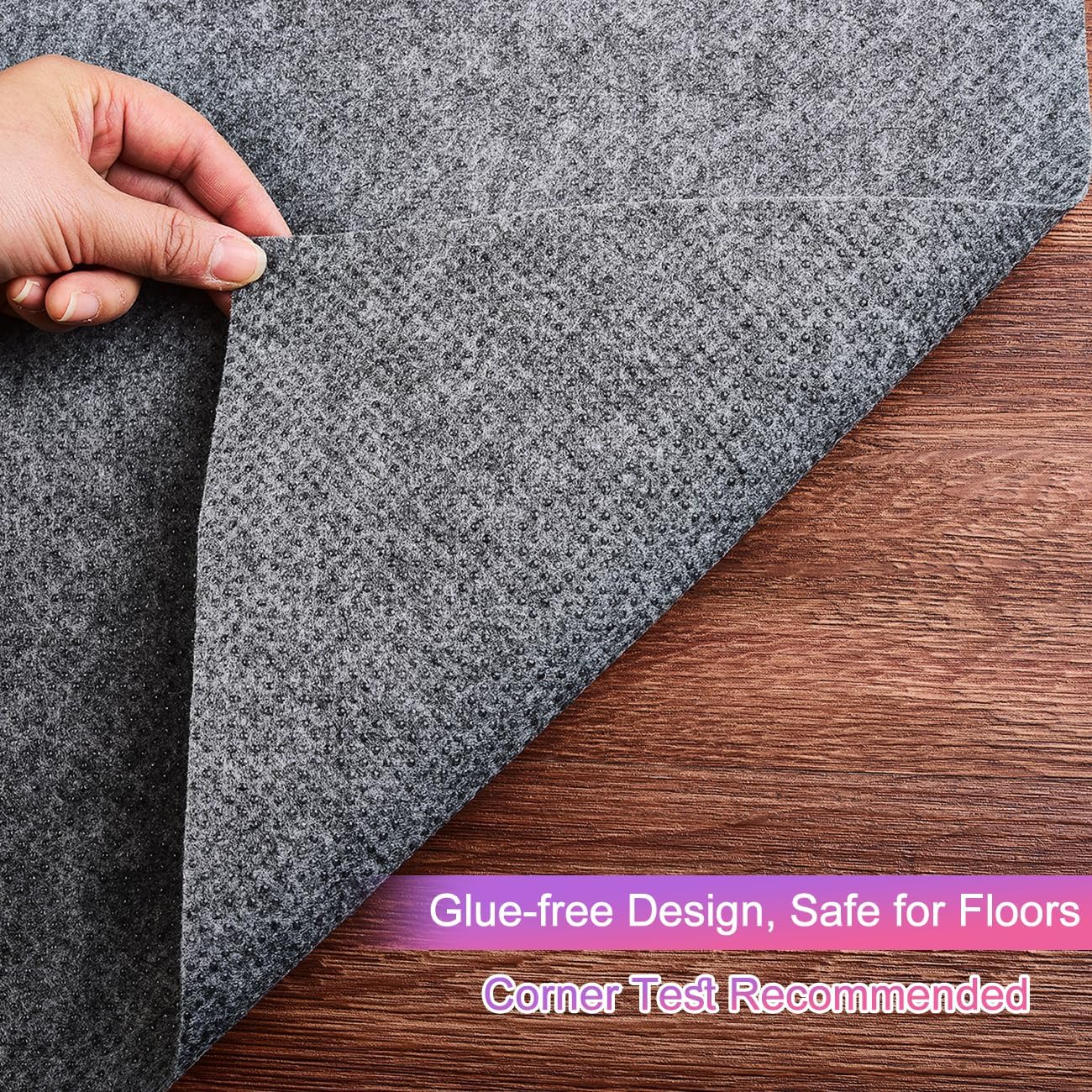Double Sided Ultra Strong Anti-Slip Rug Felt Pad 3 x 5 Feet for Hardwood Floors, Non Slip Carpet Padding, Thin Profile Non Skid Carpet Mat Keep Your Rugs in Place- Gray