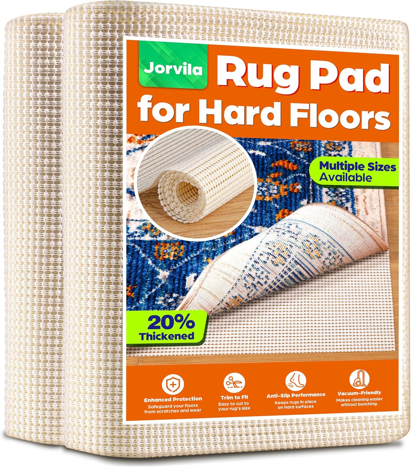 Non-Slip Rug Pad Gripper 2x6 Feet, Anti Skid Mat for Kitchen Hallway Runner Rug, Keep Rugs in Position and Safe, Thick Cushioned Carpet Pad for Hardwood Floors Protection