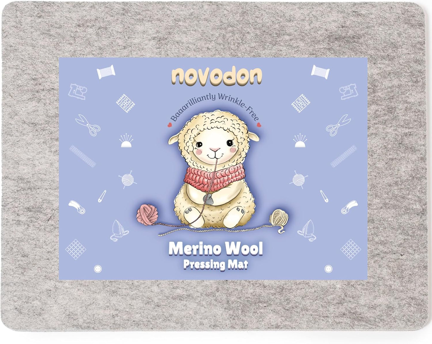 Novodon Merino Wool Pressing Mat for Quilting 17" x 13.5" 100% Merino Wool Pressing Mat for Quilting and Ironing