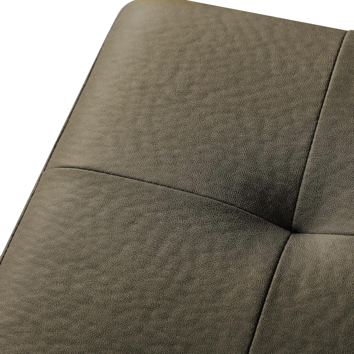 Adeco Fabric Storage Ottoman Bench with Solid Wood Legs, 17.7" Square Olive Green Leathaire Cube Foot Stool, Upholstered Button Tufted Vanity Chair with Hinged Lid for Living Room, Bedroom, Dorm