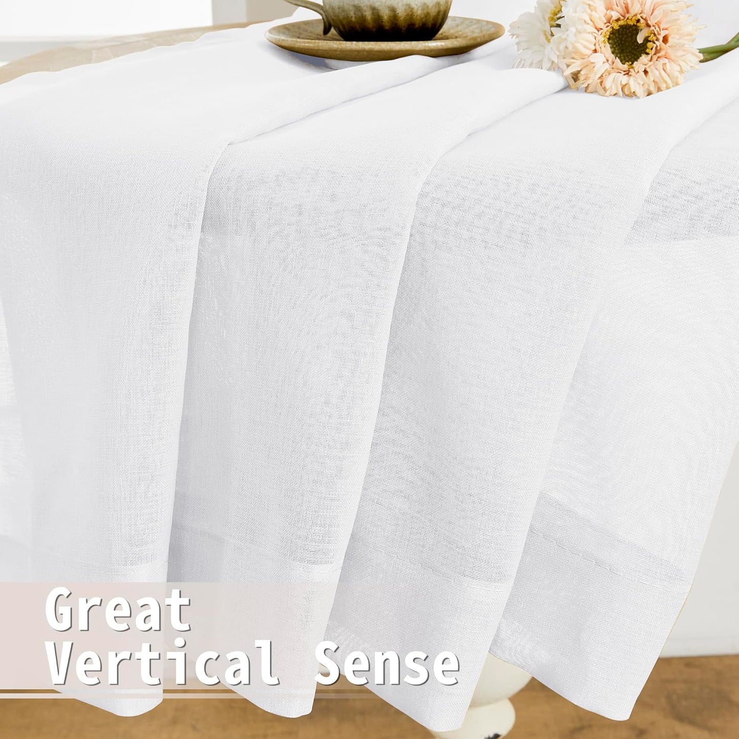 Tollpiz Sheer Door Curtain Closet Linen Textured Curtains Sheer Doorway Light Filtering Voile Patio Glass Door Rod Pocket Curtain French Door, 54 x 72 inches Long, White, Set of 1 Panel