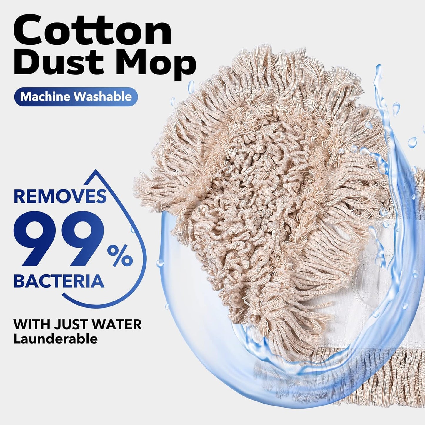 Matthew Cleaning 36'' Cotton Dust Mop Refill Washable Thick Tufted Replacement Heads for Residential & Commercial Use Fit All 36'' Dust Mop Frames, Hardwood, Laminate, Concrete Floors 3 Pack