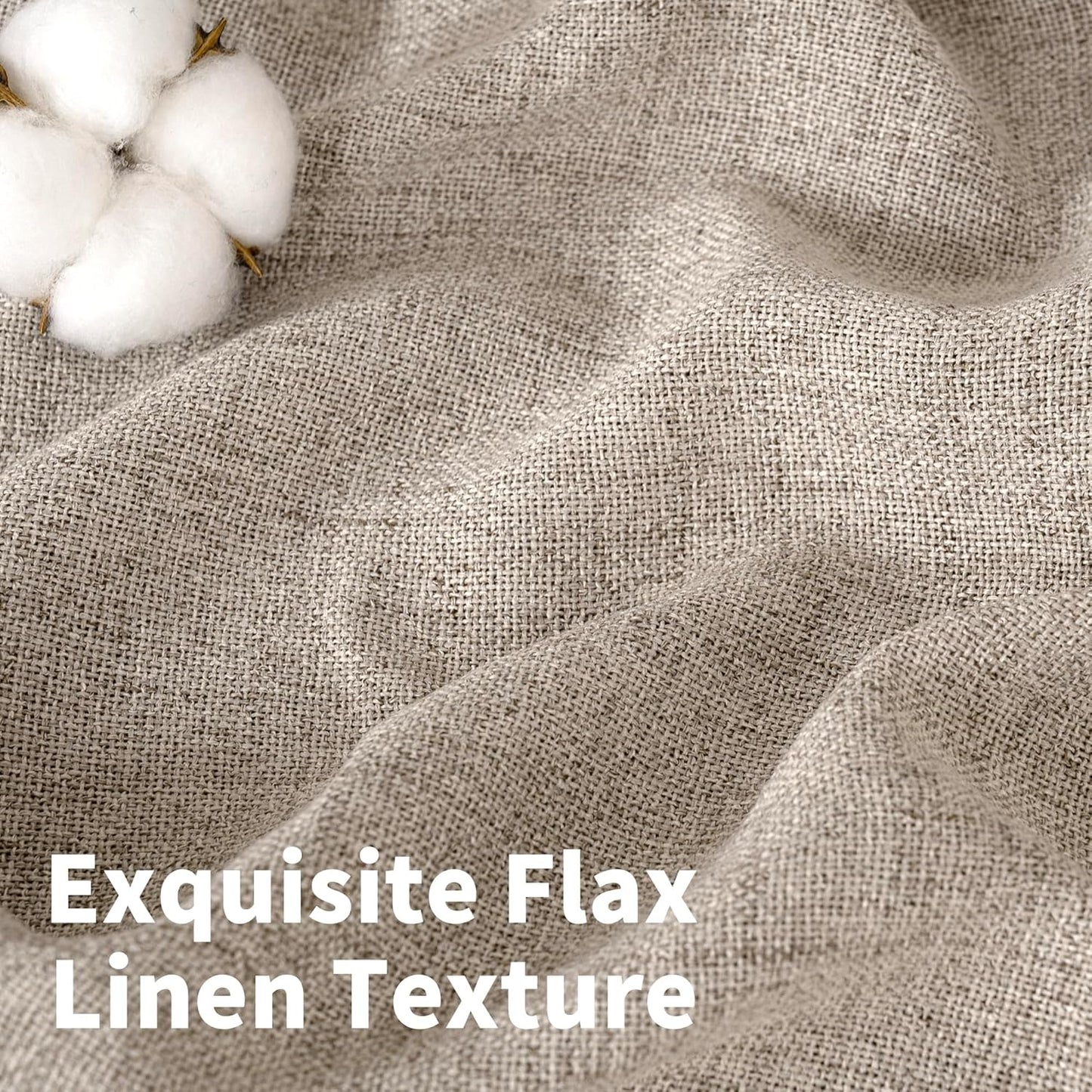 YoungsTex Dark Oatmeal Linen Curtains 45 Inch Length for Short Window, Tan Semi Sheer Drapes with Rod Pocket Back Tab Textured Light Filtering for Bathroom Bedroom, 2 Panels, 42 X 45 Inch