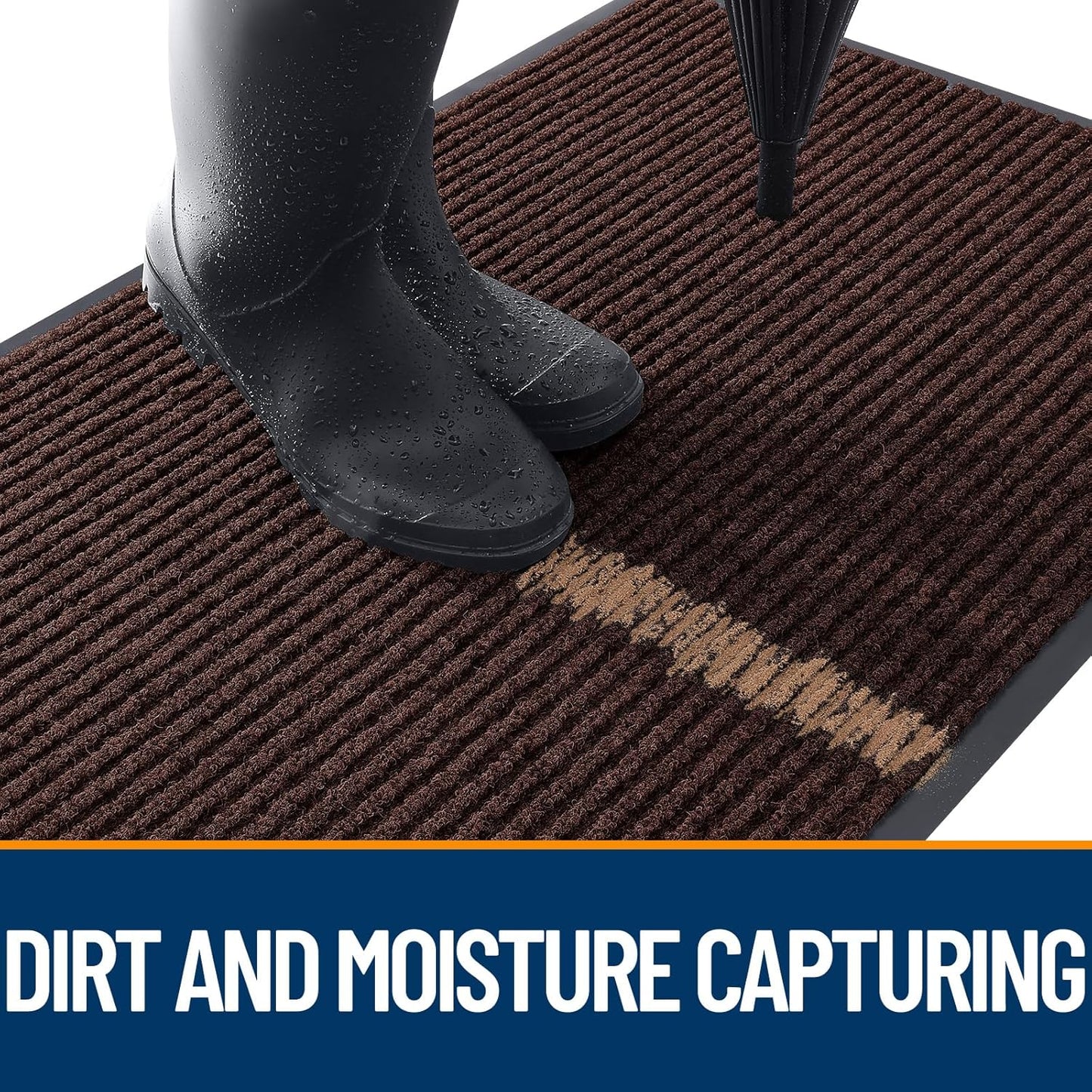 OLANLY Front Door Mat Indoor Outdoor Entrance, Waterproof Heavy Duty Doormat, Fade Resistant, Low Profile, Easy Clean Patio Porch Welcome Floor Mats for Entry, 47x23, Brown