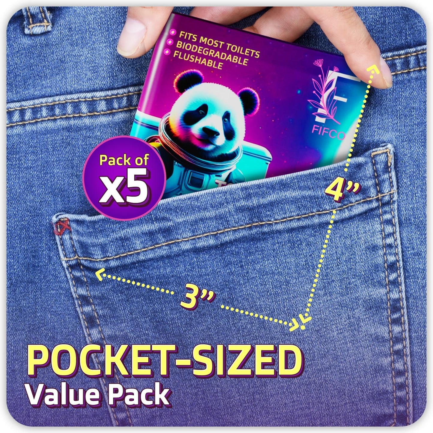 50 Pcs Disposable Toilet Seat Cover - Biodegradable and Flushable Toilet Seat Liners for Public Toilets | Compact One Size Fits All Travel Essentials Toiletries Covers | FIFCO