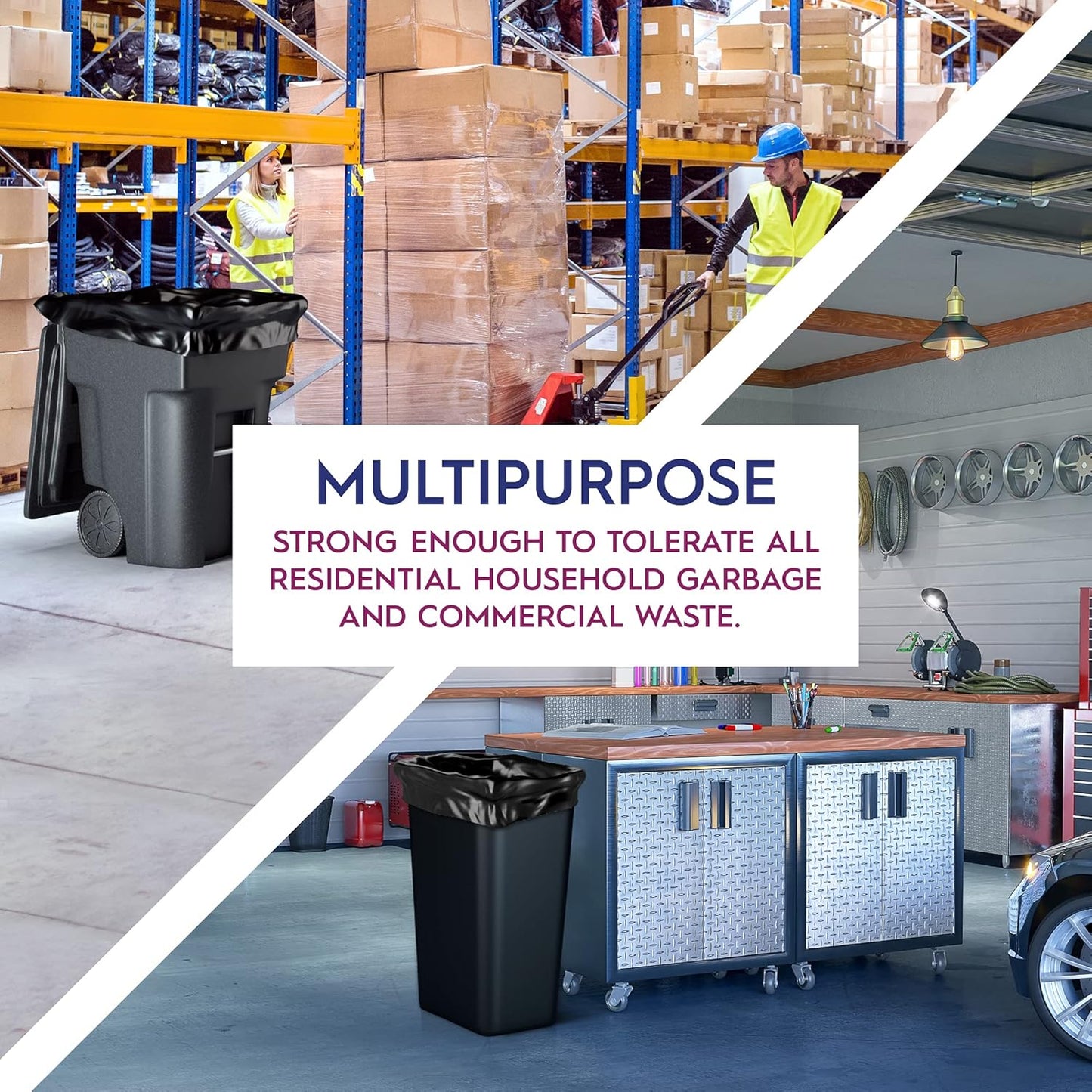 OX Plastics Black Trash Bags - Heavy Duty Garbage Bags, Extra Thick Unscented Large Trash Can Liners for Home, Outdoor, and Commercial Use - 42 Gallon, 50 Count