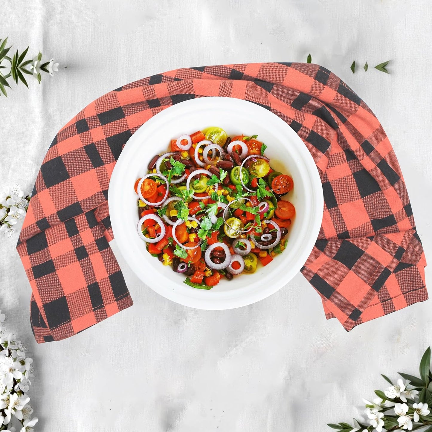 Kitchen Towels Set of 6 Halloween dish towels for kitchen 100% Cotton Orange Black Color Dish Cloths 20"x28" Multi-Purpose Kitchen Hand Towels Highly Absorbent Kitchen Towels with hanging Loop