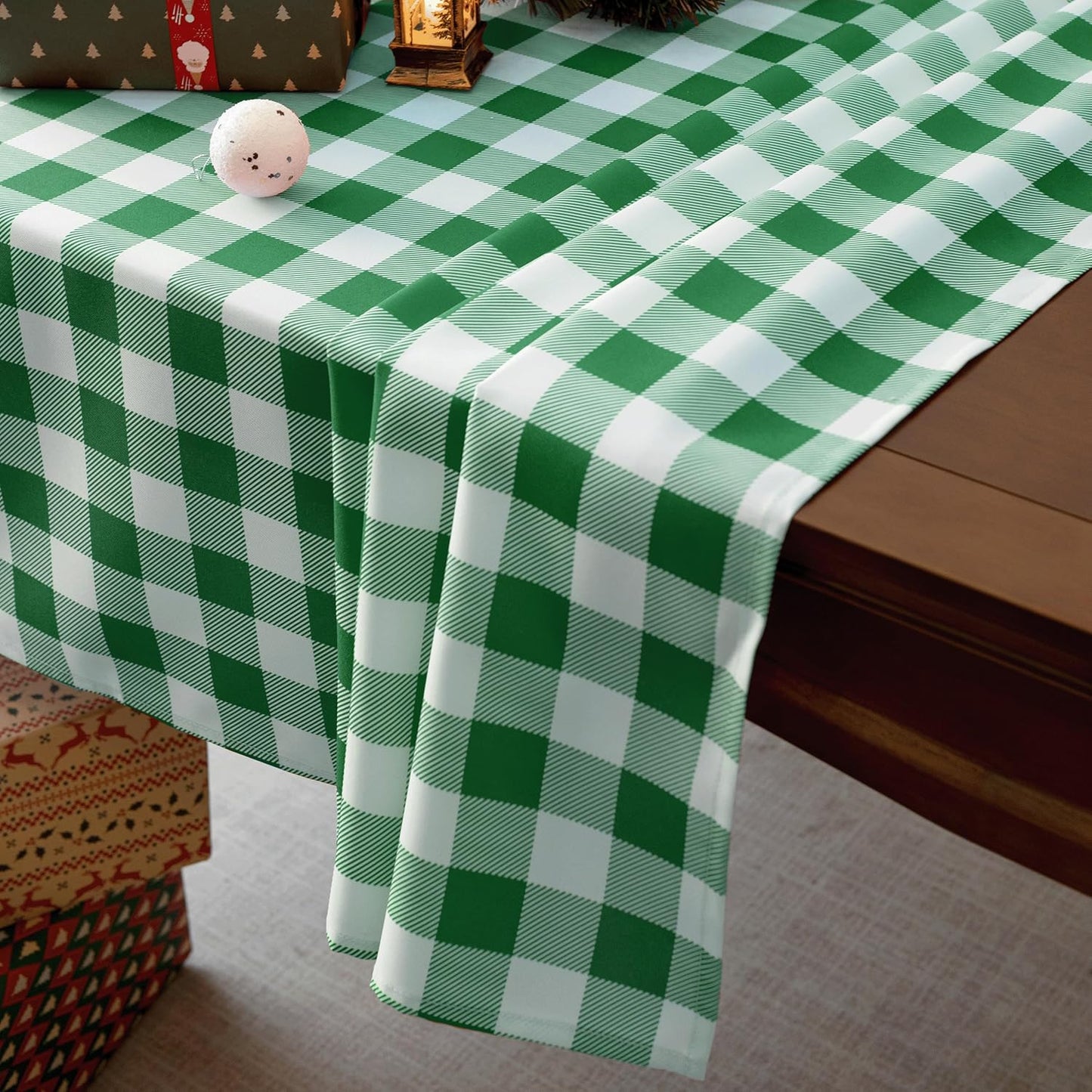 Classic Gingham Tablecloth Fabric - Oblong 58x120 Water Resistant Chequered Pattern Table Cloth for Indoor/Outdoor Use - Tabletop Cover for Birthday, Picnics, Gardens, and Parties