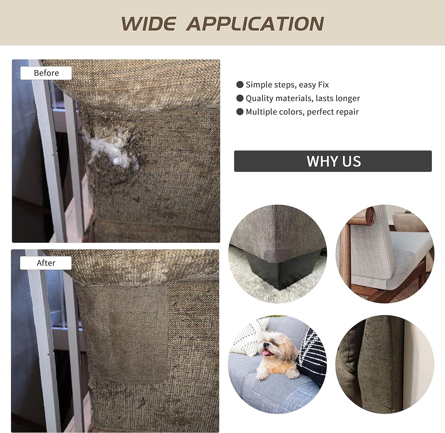 KING MOUNTAIN Fine Linen Repair Patches, Self-Adhesive Linen Fabric Patches, 8X11 inch Extra Size, Multi Color, Can be Used for Linen Sofa Repair and Linen Clothes Repair(8" x 11",Medium Grey 1.0)