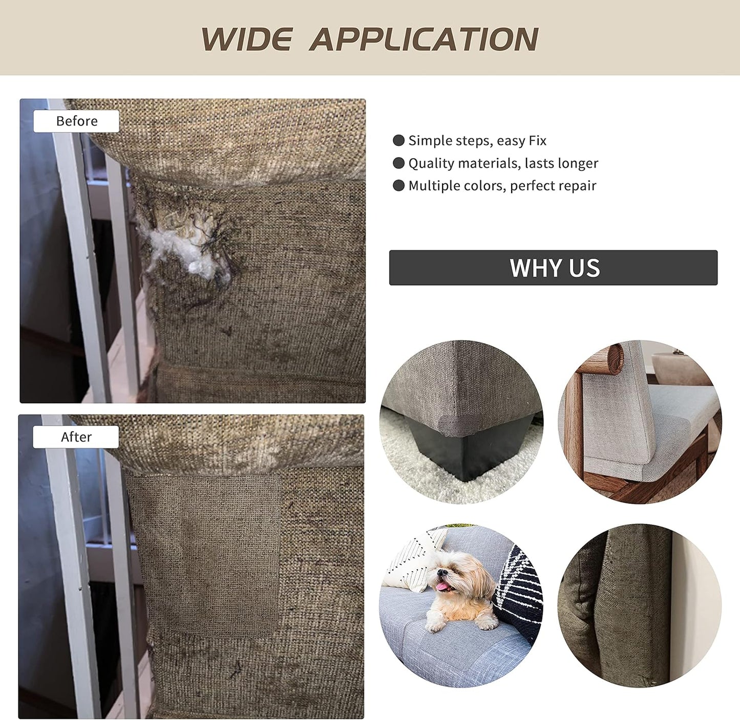 Coarse Linen Repair Patches, Self-Adhesive Linen Fabric Patches, 8X11 inch Extra Size, Multi Color, Can be Used for Linen Sofa Repair and Linen Clothes Repair(8" x 11",Beige 1.0)