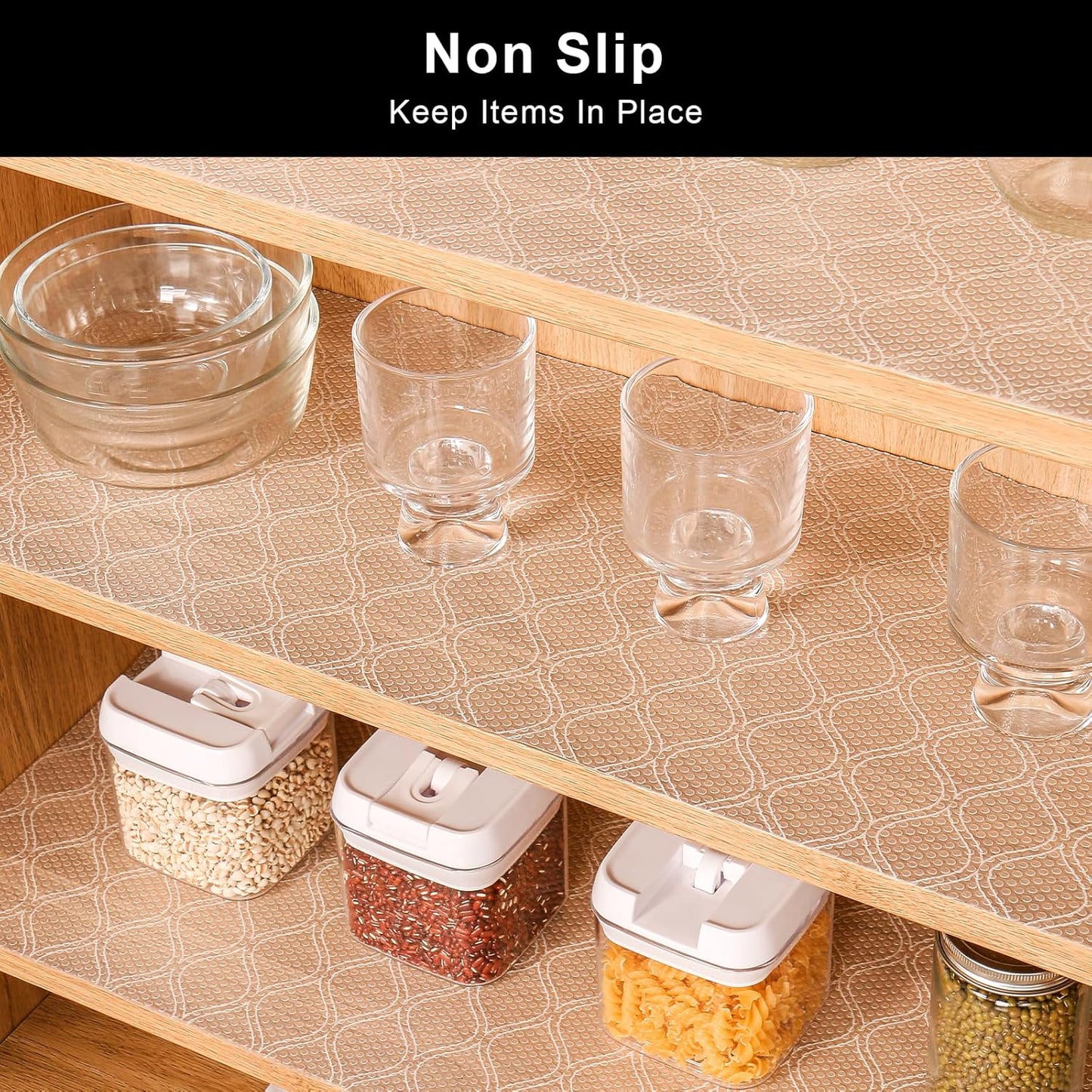 Cooyes Shelf and Drawer Liner for Kitchen Cabinets Non-Adhesive, Waterproof Non-Slip Cabinet Liners for Desk, Refrigerator, Shelves, Bathroom Drawers, Cabinet Protection