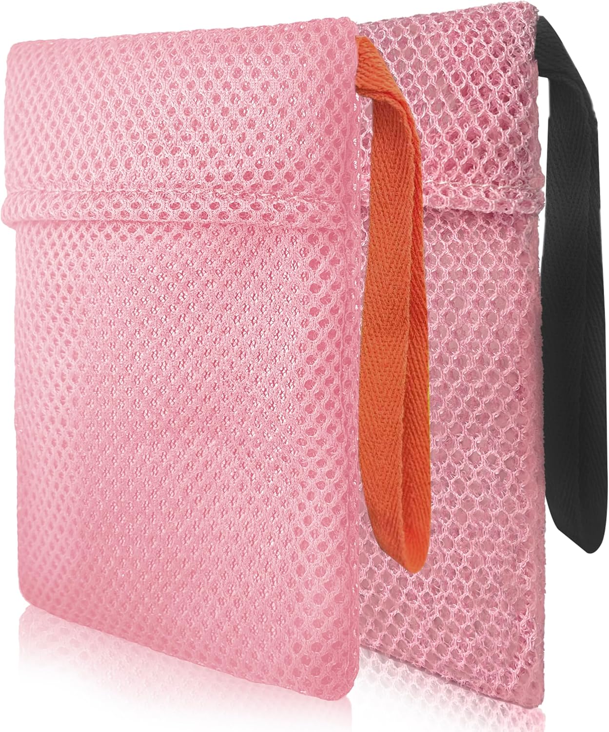 2 Pack Soap Bag Different Roughness Deep and Gentle,Bar Soap Pouch Saver Pocket,Body Scrubber Shower Sponge Loofah,Exfoliating Bath Sponge (Pink)