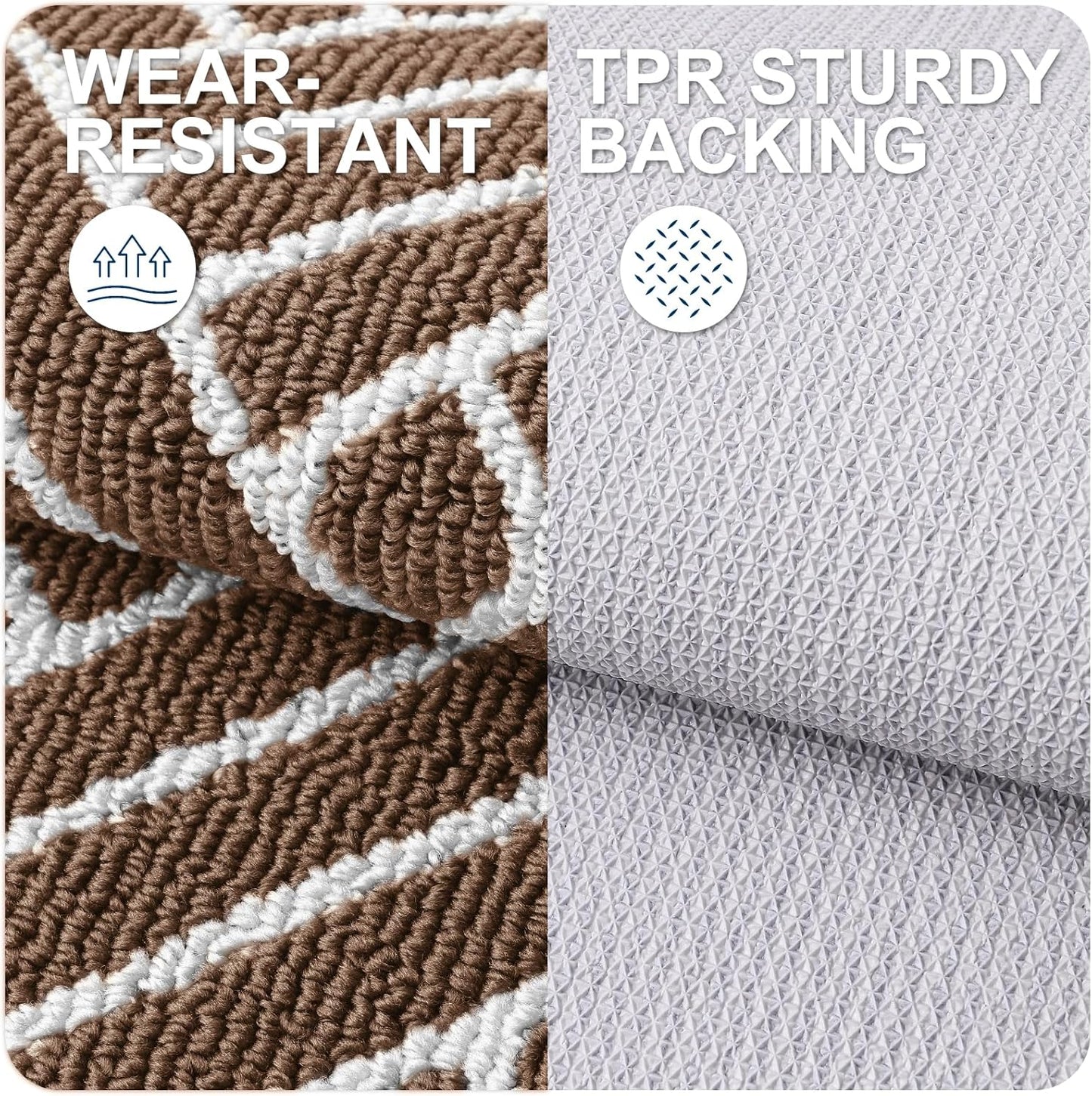 OLANLY Indoor Door Mat, 32x20 Inch, Dirt Resistant and Absorbent, Non-Slip Rubber Backing Floor Mats, Easy Clean Low-Profile Doormat for Entryway, Front Door, and Inside Entrance, Coffee