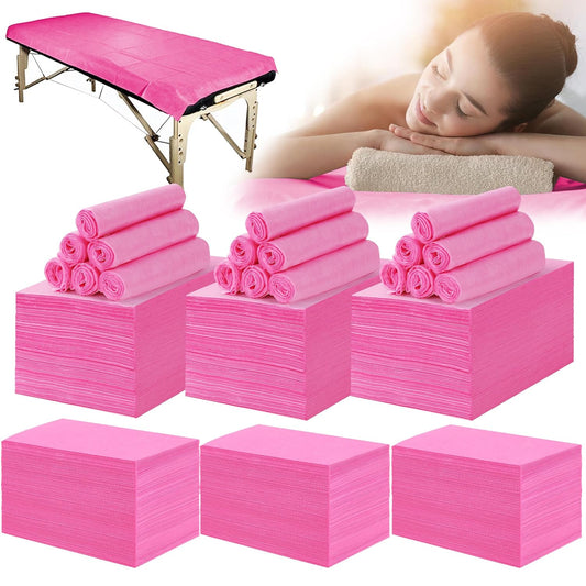 600 Pcs Disposable Bed Sheets 31" x 71" Massage Table Sheets Non Woven Fabric SPA Bed Cover Breathable for Massage Beauty Tattoos (600 Pcs Pink)