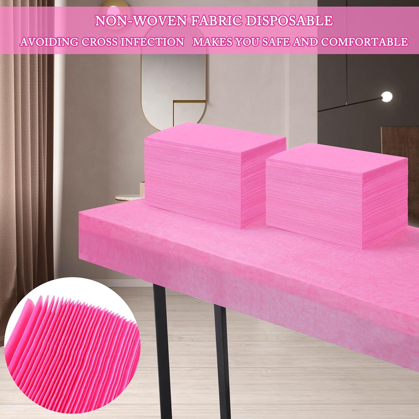 31" x 71" Disposable Bed Sheets for Massage Table Waterproof Massage Table Sheet Soft Non Woven Fabric SPA Bed Cover Breathable for Massage Beauty Tattoos 50PCS (Pink)