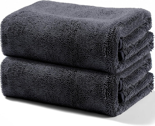 JOYMOOP Microfiber Towels for Cars, 2 Pack 63" x 29.5" Car Drying Towel, Dark Gray Reusable Car Towel, Quick Drying Car Microfiber Cleaning Cloth for RVs, SUVs, Trucks