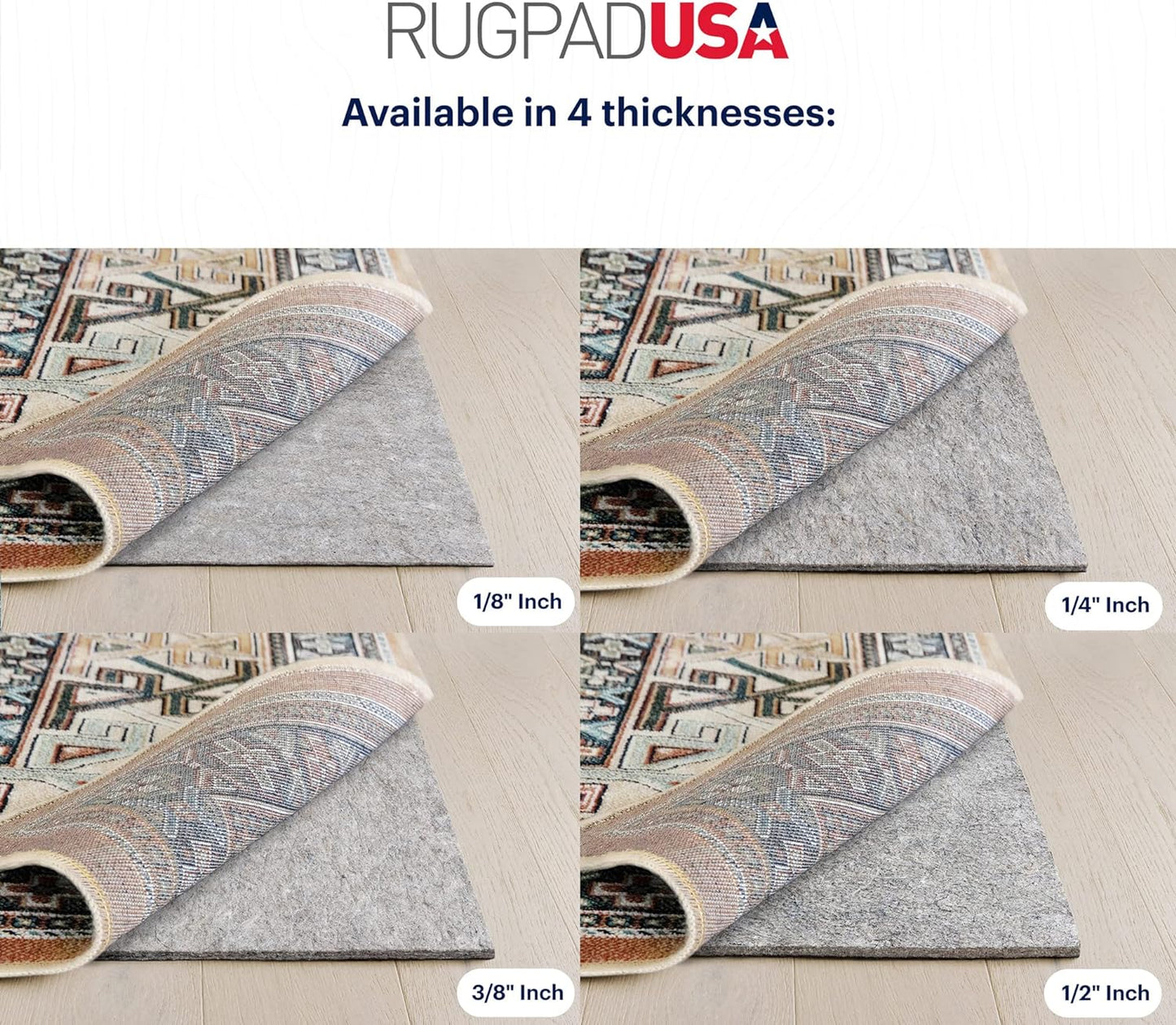 RUGPADUSA - Dual Surface - 6'10" x 8'10" - 3/8" Thick - Felt + Rubber - Enhanced Non-Slip Rug Pad - Adds Comfort and Protection - for Hard Surface Floors