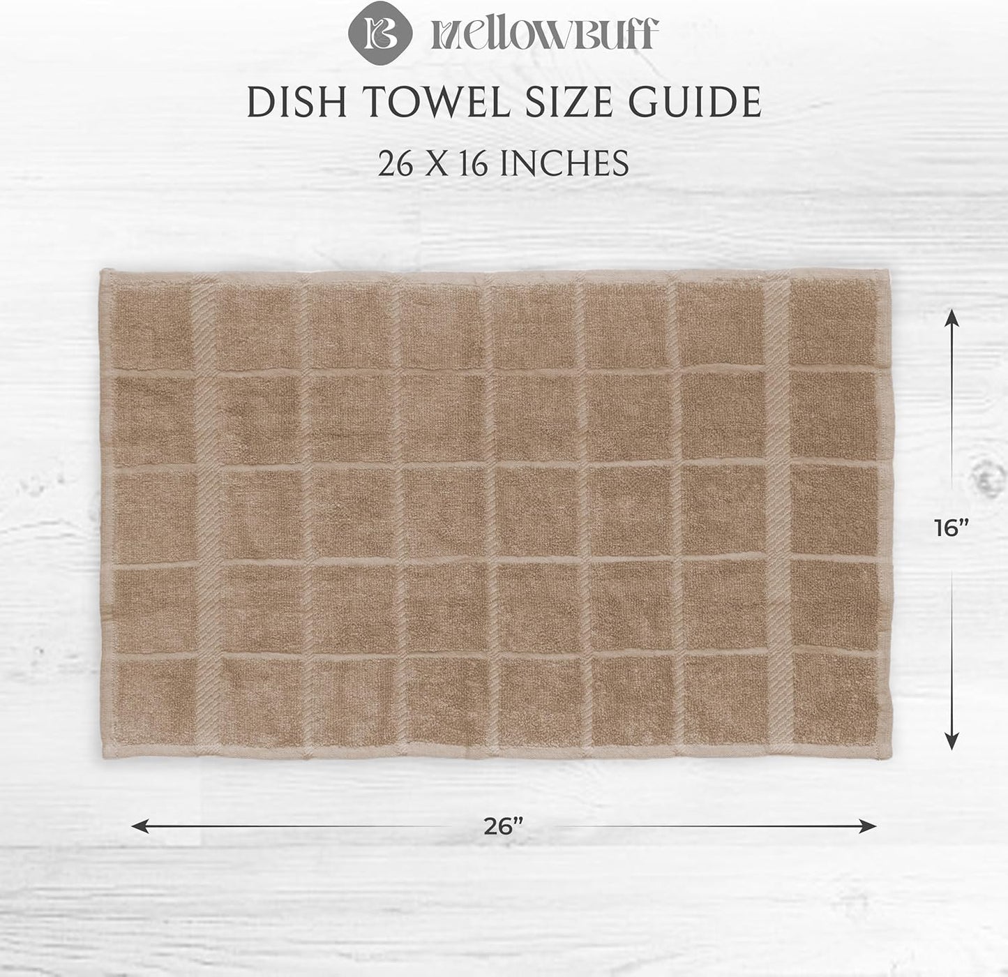 100% Cotton Terry Dish Cloth & Dish Towel, 6 Pack, Super Soft and Absorbent Kitchen Towels, Perfect for Kitchen Cleaning and Dish Washing (TAN (DT and DC Combo))