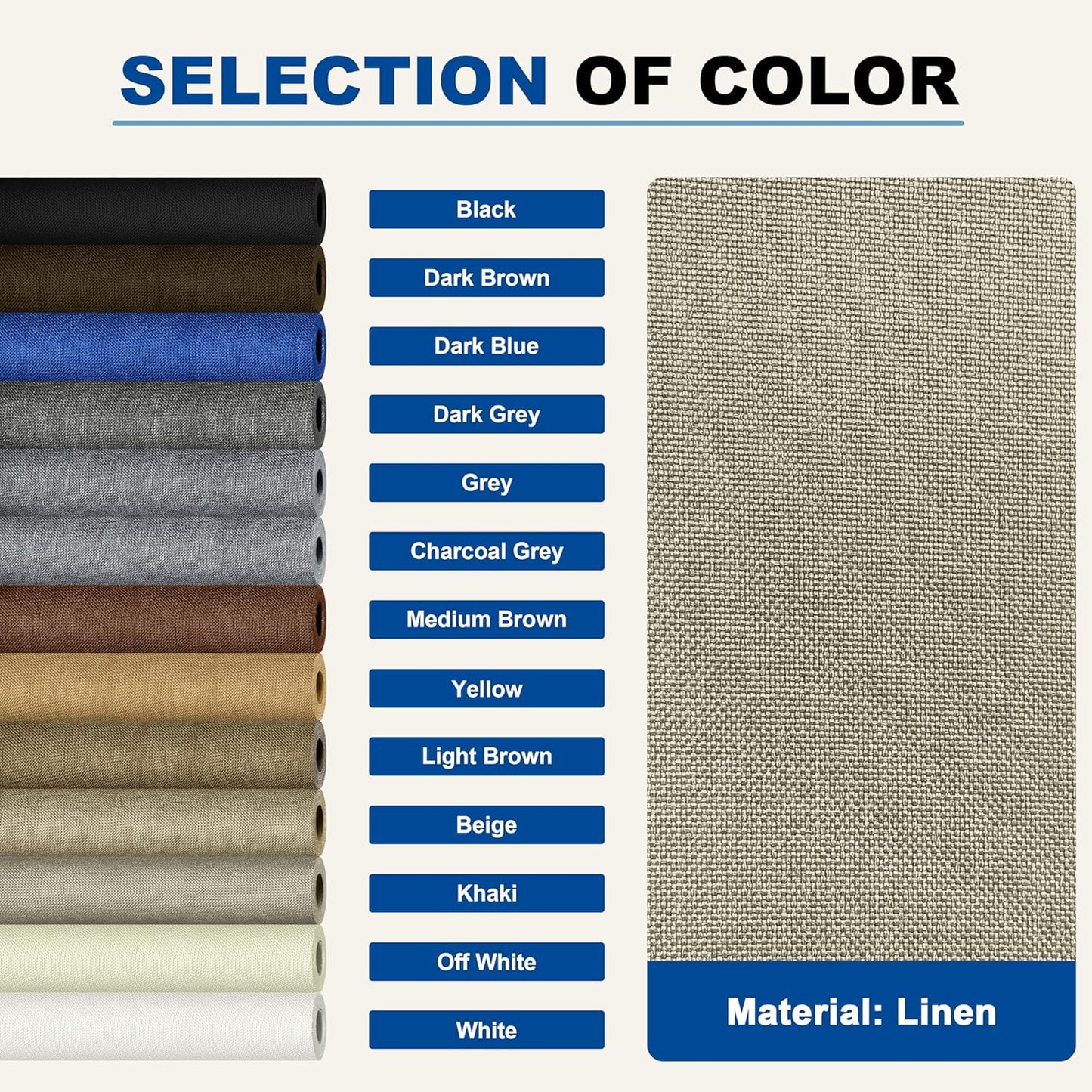 KING MOUNTAIN Linen Repair Patches, Self-Adhesive Fabric Patches, 4 X 63 inch Extra Size, Multi Color, Can be Used for Sofa Repair and Linen Clothes Repair（Khaki1.0