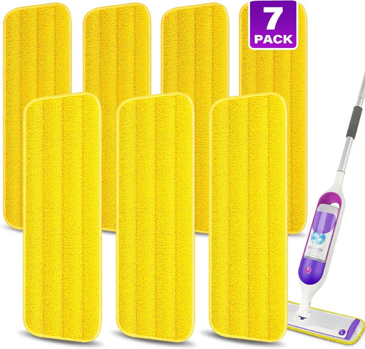 7 Count Reusable Mop Pads for Swiffer PowerMop -MEXERRIS Microfiber Wet Mops Refills PowerMop Pads Machine Washable Hard Wood Floor Mop Pads Replacement for 13''-15'' Spray Floor Mops