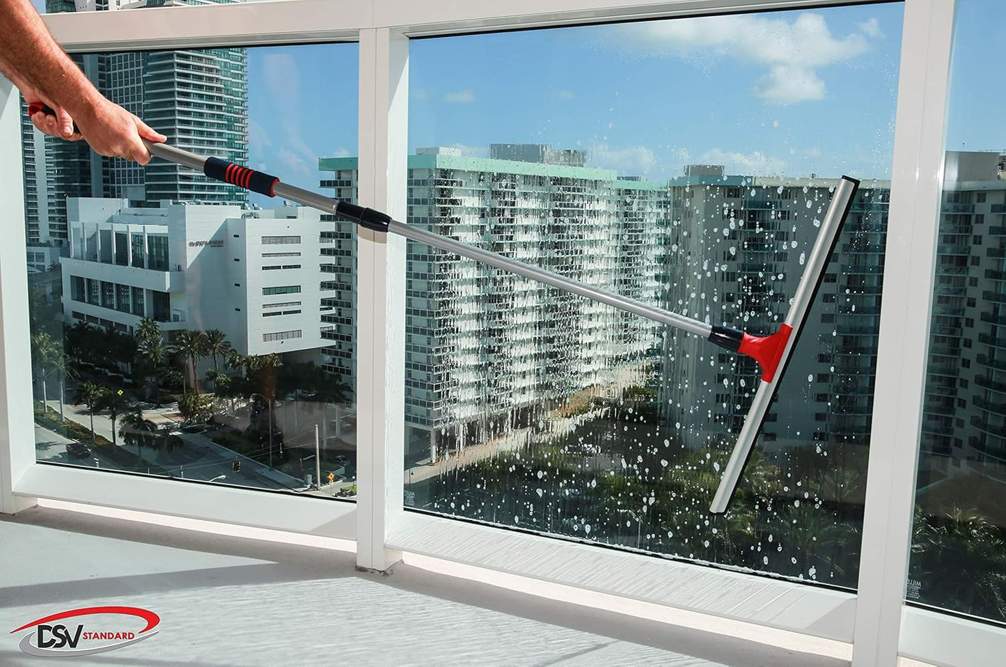 DSV Standard Professional Floor Squeegee for Concrete Floor, 24" Large Heavy Duty Squeegee for Floor, Squeegee Broom for Floor with Telescopic Handle 30”–57” for Tiles, Garage, Deck, Bathroom, Window