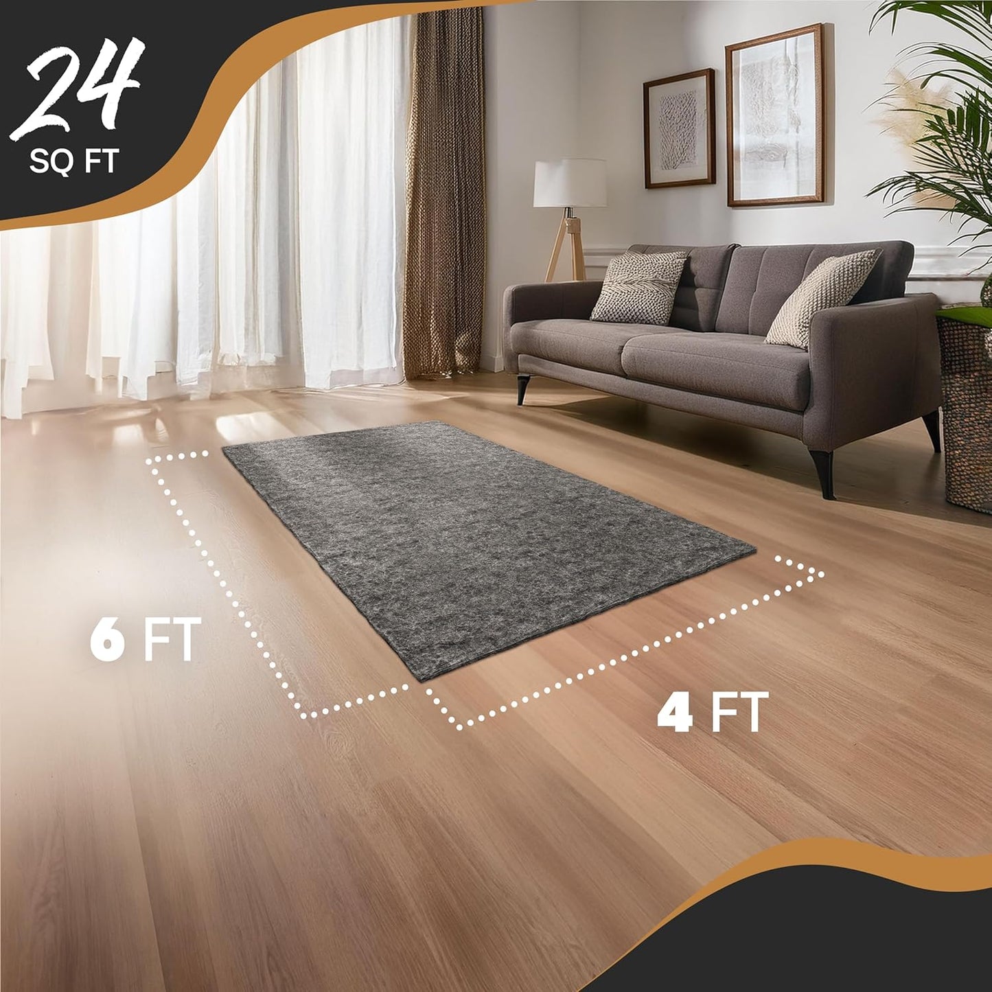 Nevlers 4'x6' Felt TPO Non Slip Rug Pad | 1/4" Thick Anti Slip Rug Grips | Carpet Pads Non Slip Design | Rug Gripper for Tile Floors | Rug Gripper for Hardwood Floors | Customizable Non Slip Rug Pads