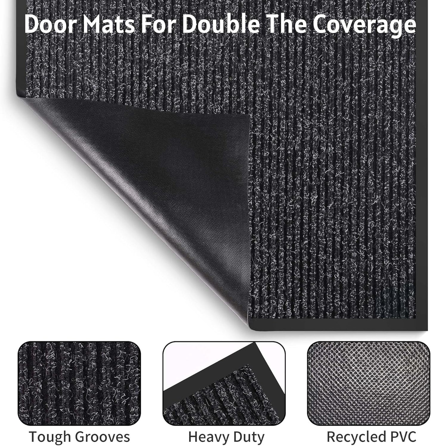 Front Door Mat Indoor Outdoor Entrance, 30" x 72" Dirt Resistant and Absorbent Door Mat, TPR Backing Non-Slip Doormats, Easy to Clean, Low Profile Welcome Floor Mat for Outside Entry