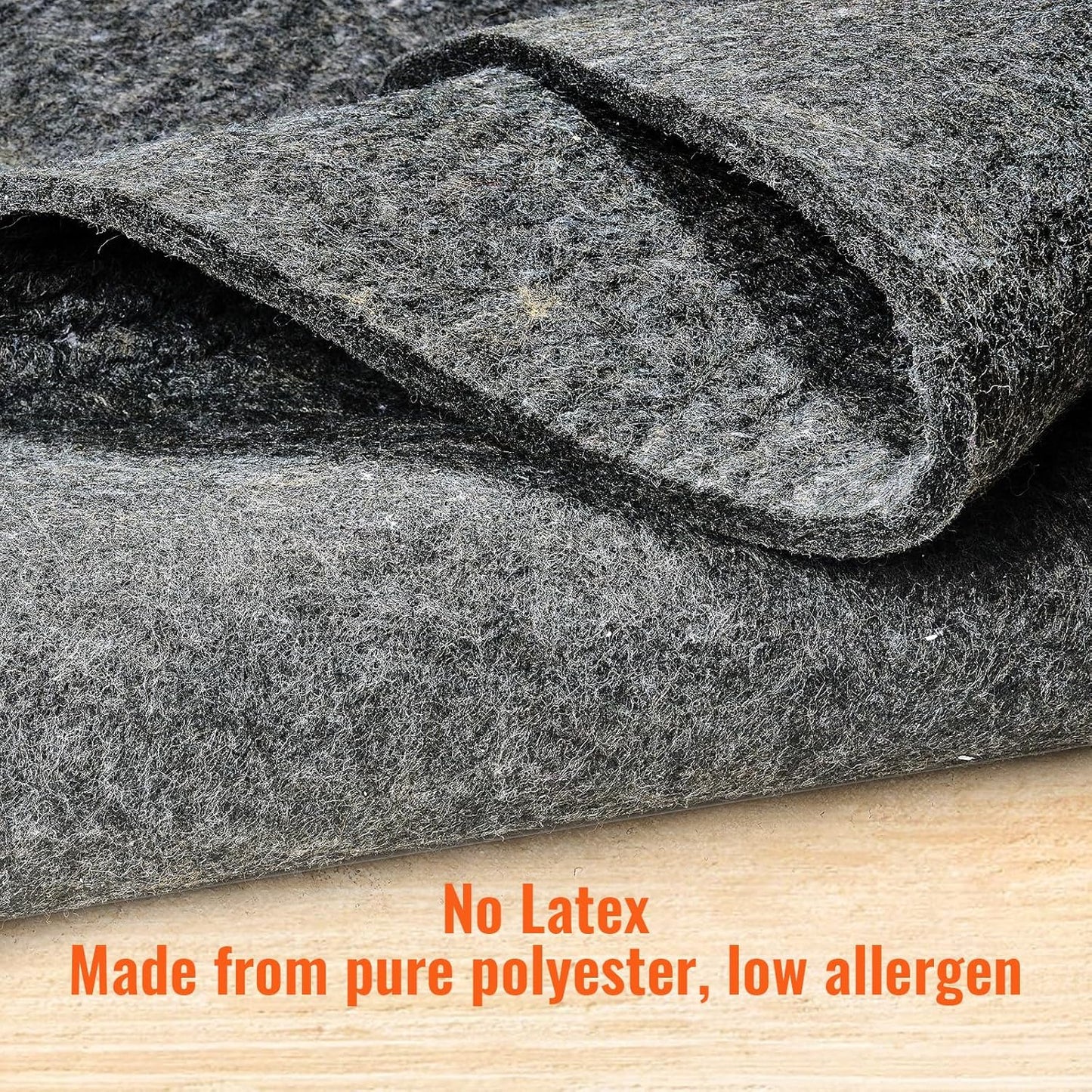 VEVOR Non-Slip Resistant Rug Pad, Protective Cushioning Carpet Pad, 2'x8' (7.875' Actual), 1/4" Thick, Dual Surface, Polyester Felt + Latex, 1-2㎡ Area Carpet Padding Rug Cushion for All Floors, Gray