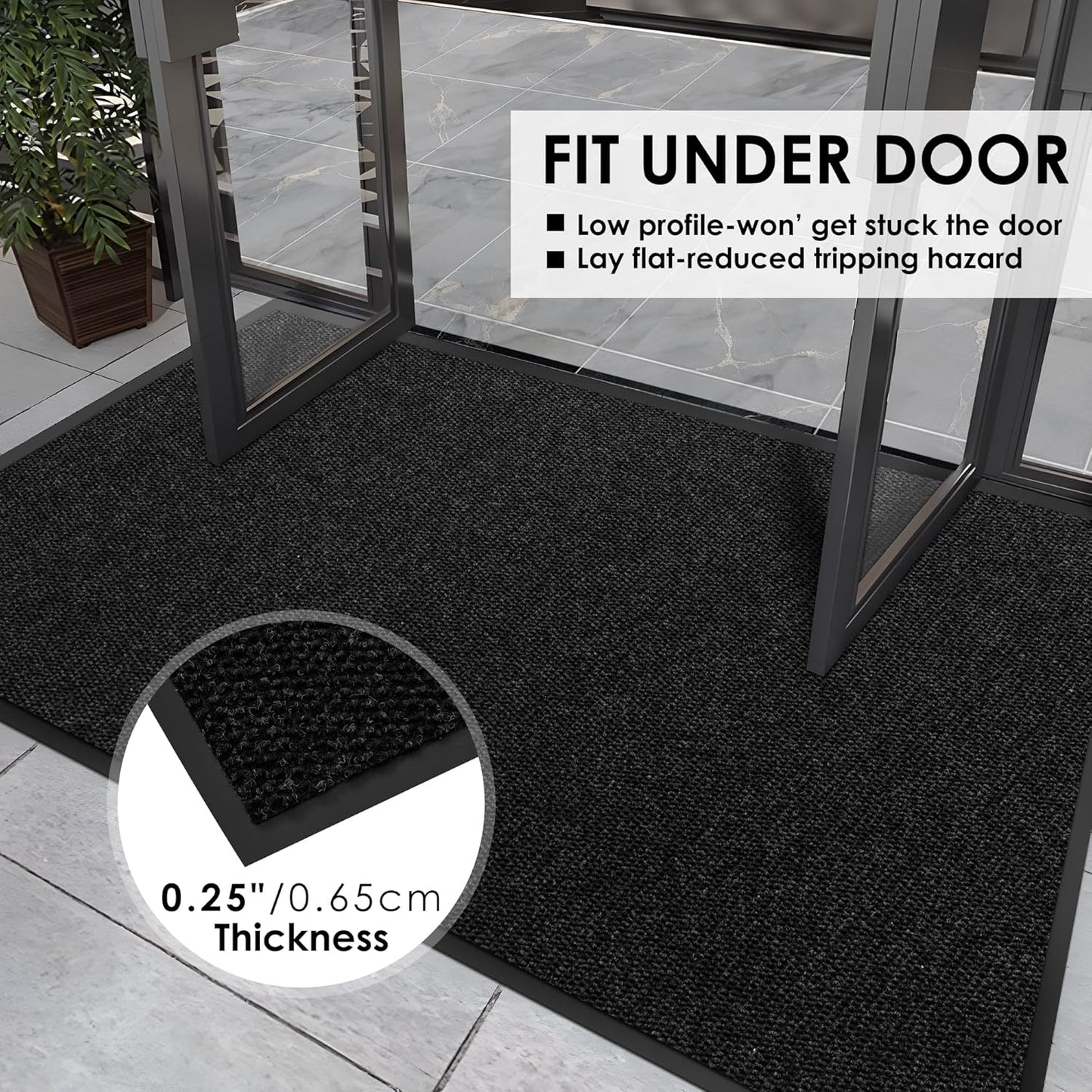 3′ x 27′ Front Door Mat Indoor Outdoor Entrance, Commercial Floor Mat Heavy Duty Dirt Trapper Entryway Doormat, Custom Size Non Slip Rubber Backing Welcome mat, Door Mat for High Traffic Area