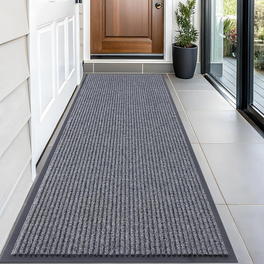 OLANLY Front Door Mat Indoor Outdoor Entrance, Waterproof Heavy Duty Doormat, Fade Resistant, Low Profile, Easy Clean Patio Porch Welcome Floor Mats for Entry, 59x24, Grey