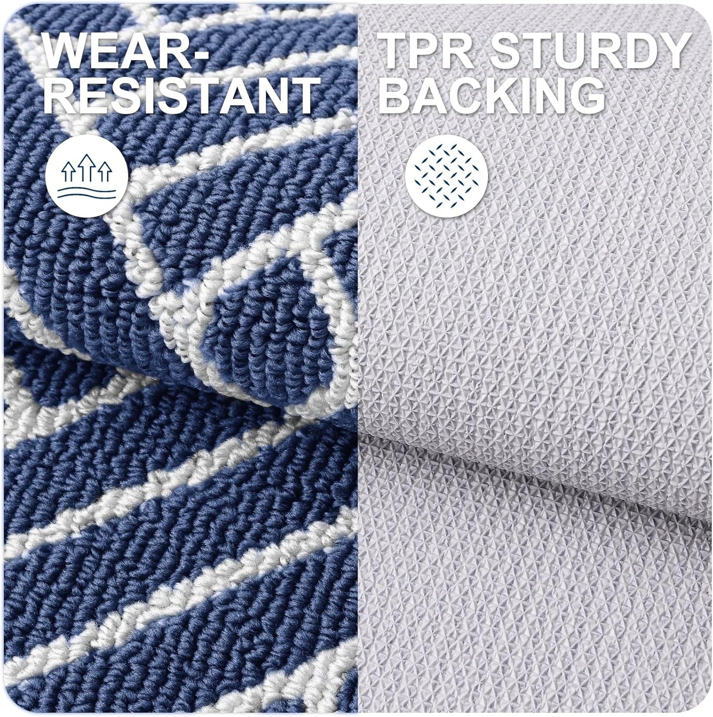 OLANLY Indoor Door Mat, 48x32 Inch, Dirt Resistant and Absorbent, Non-Slip Rubber Backing Floor Mats, Easy Clean Low-Profile Doormat for Entryway, Front Door, and Inside Entrance, Navy