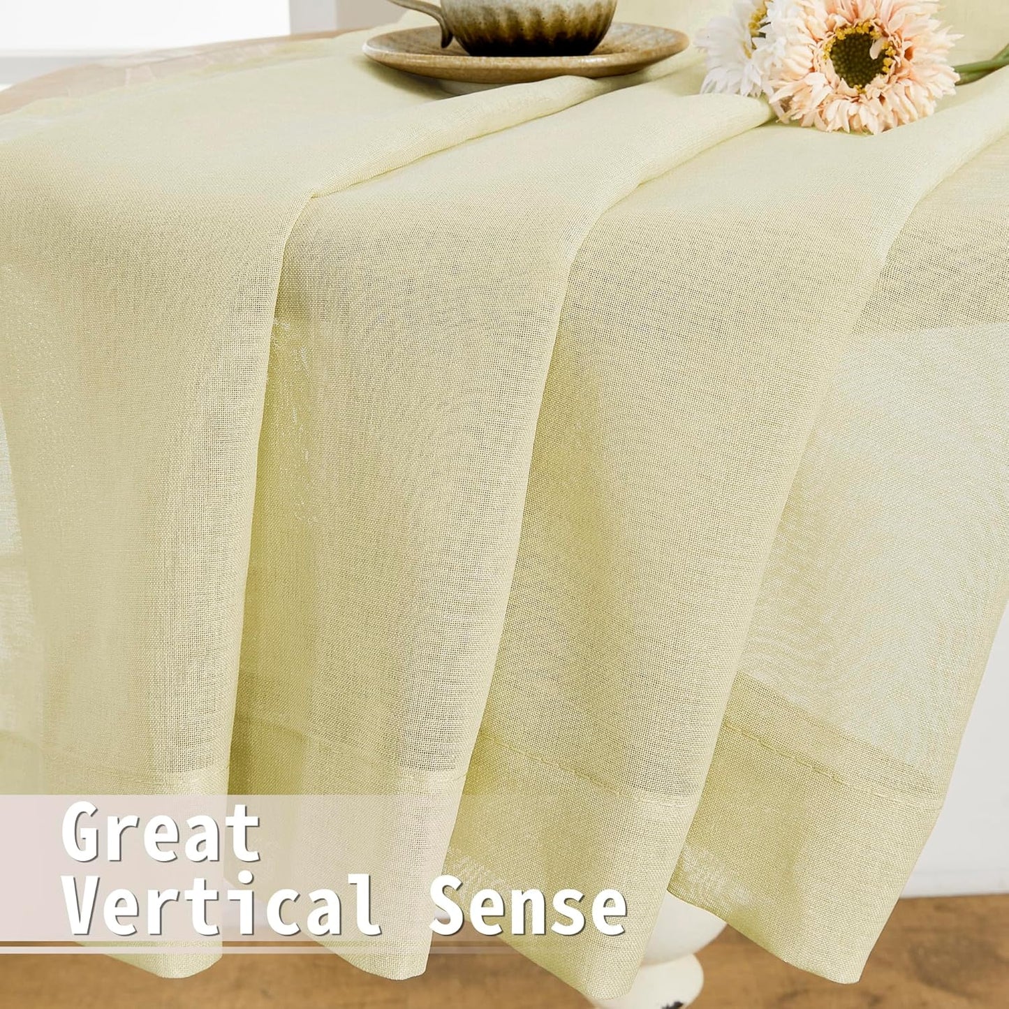 Tollpiz Sheer Door Curtains Closet Linen Textured Curtain Sheers Doorway Light Filtering Voile Patio Door Rod Pocket Curtains French Door, 54 x 80 inches Long, Transparent Yellow, Set of 1 Panel