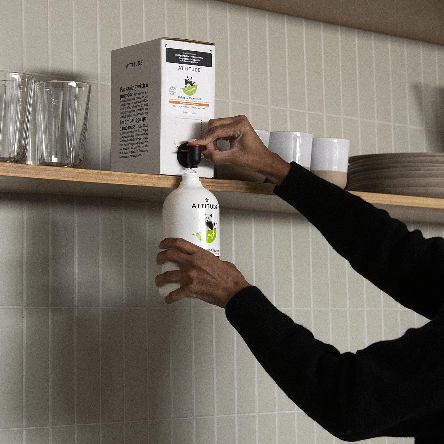 ATTITUDE Liquid Laundry Detergent Refill, EWG Verified, HE Compatible, Plant-Based & Vegan, Natural Laundry Soap, Wildflowers Scent, 160 Loads, 135.26 Fl Oz