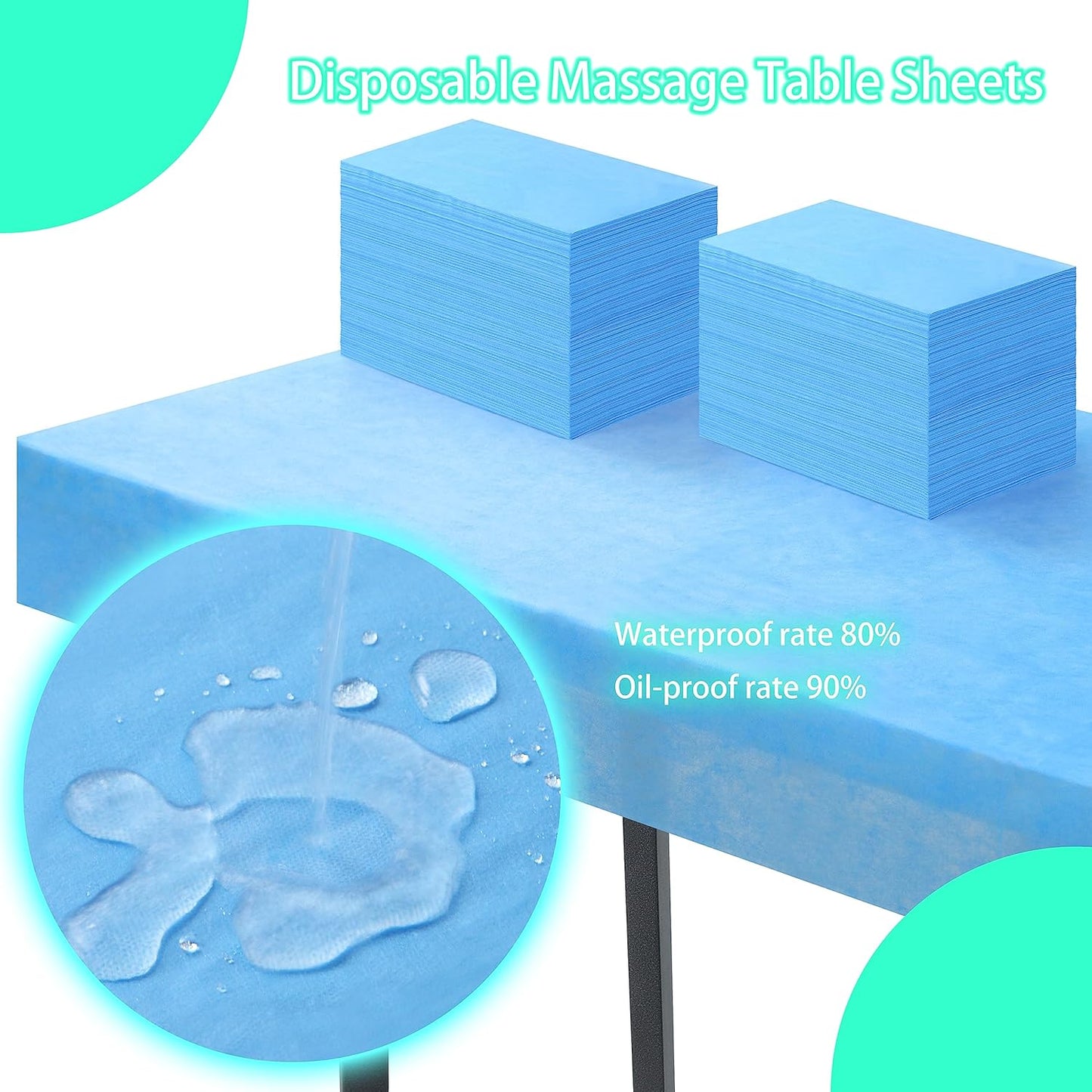 Disposable Bed Sheets for Massage Table 100 Pcs 31" x 71" Waterproof Massage Table Sheets Soft Non Woven Fabric SPA Massage Table Bed Cover Breathable for Beauty Tattoos Waxing Travel (Blue)