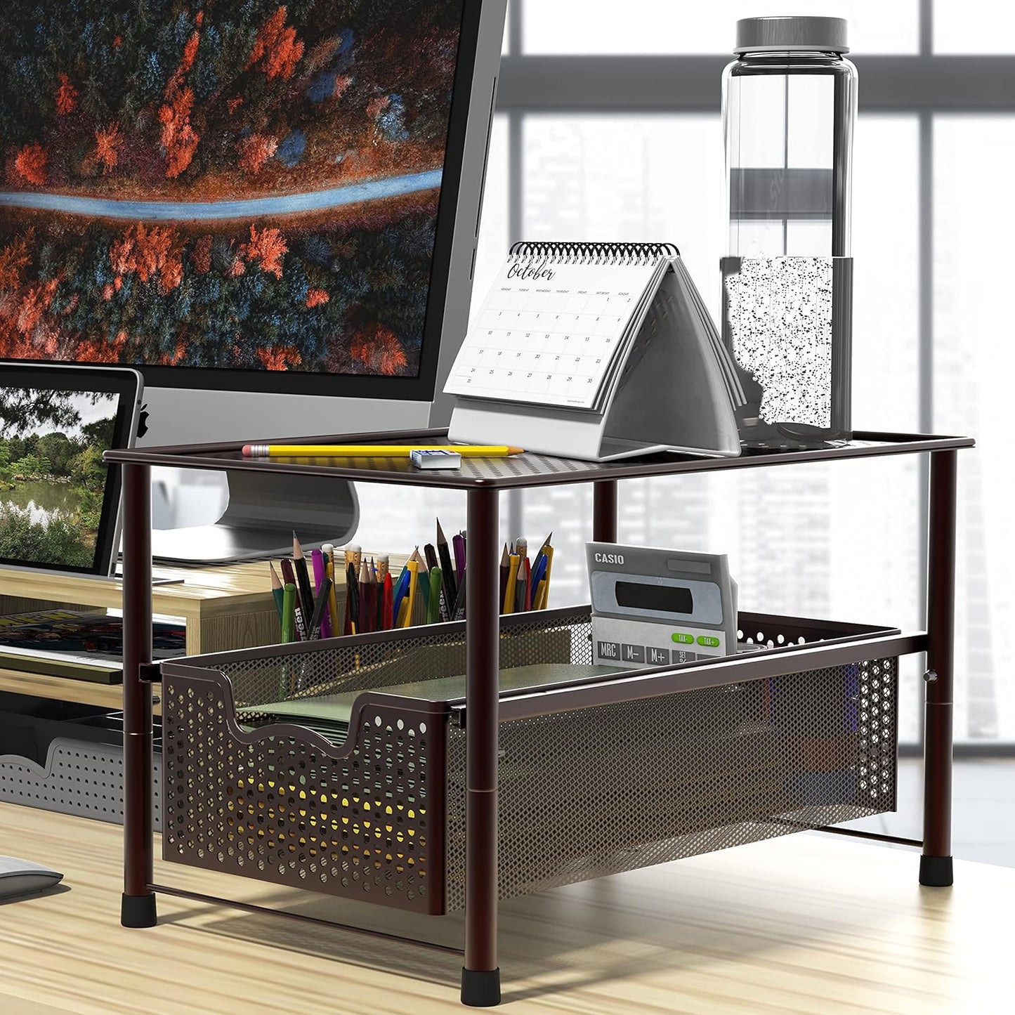 Simple Houseware Stackable Under Sink Cabinet Sliding Basket Organizer Drawer, Bronze