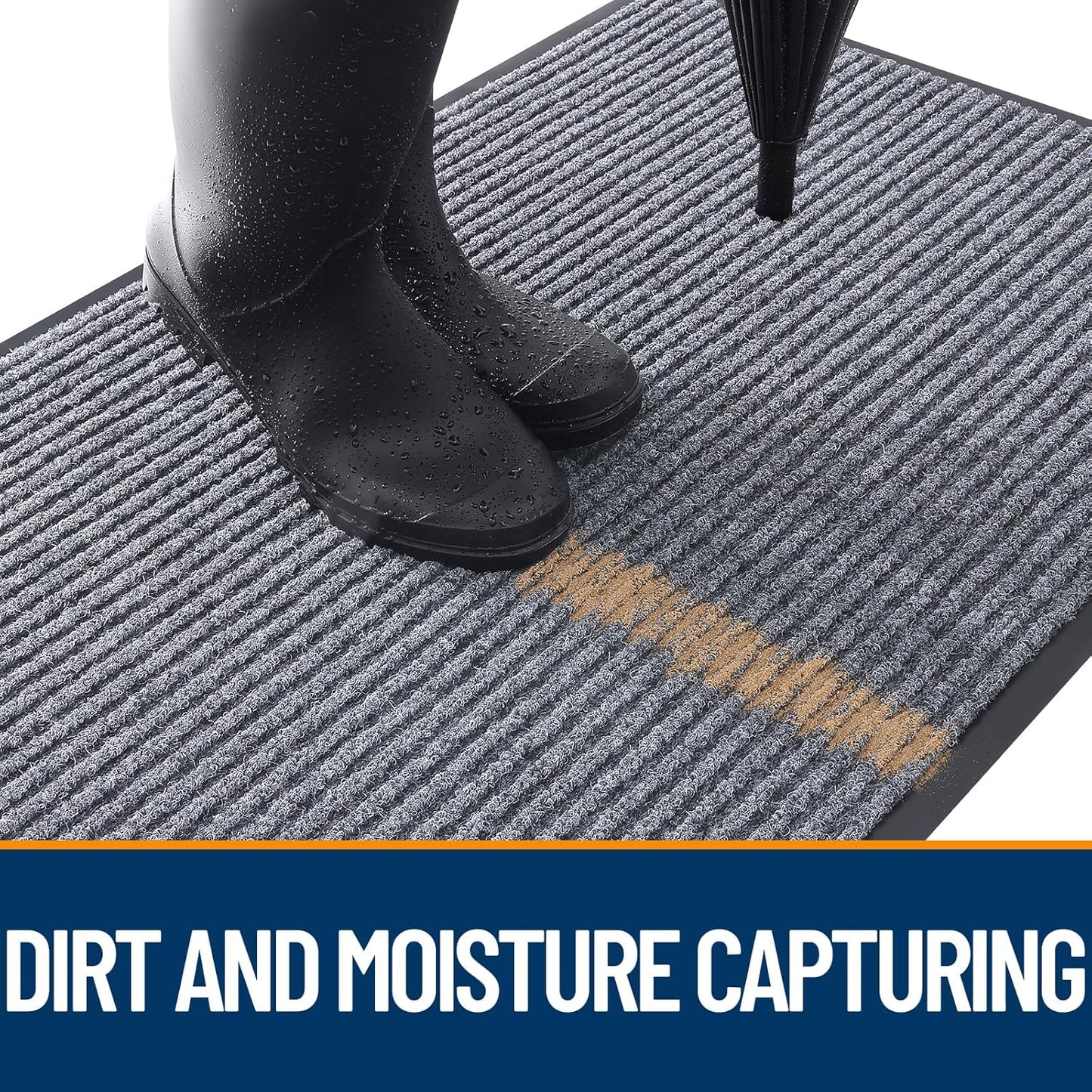 OLANLY Front Door Mat Indoor Outdoor Entrance, Waterproof Heavy Duty Doormat, Fade Resistant, Low Profile, Easy Clean Patio Porch Welcome Floor Mats for Entry, 36x24, Light Gray