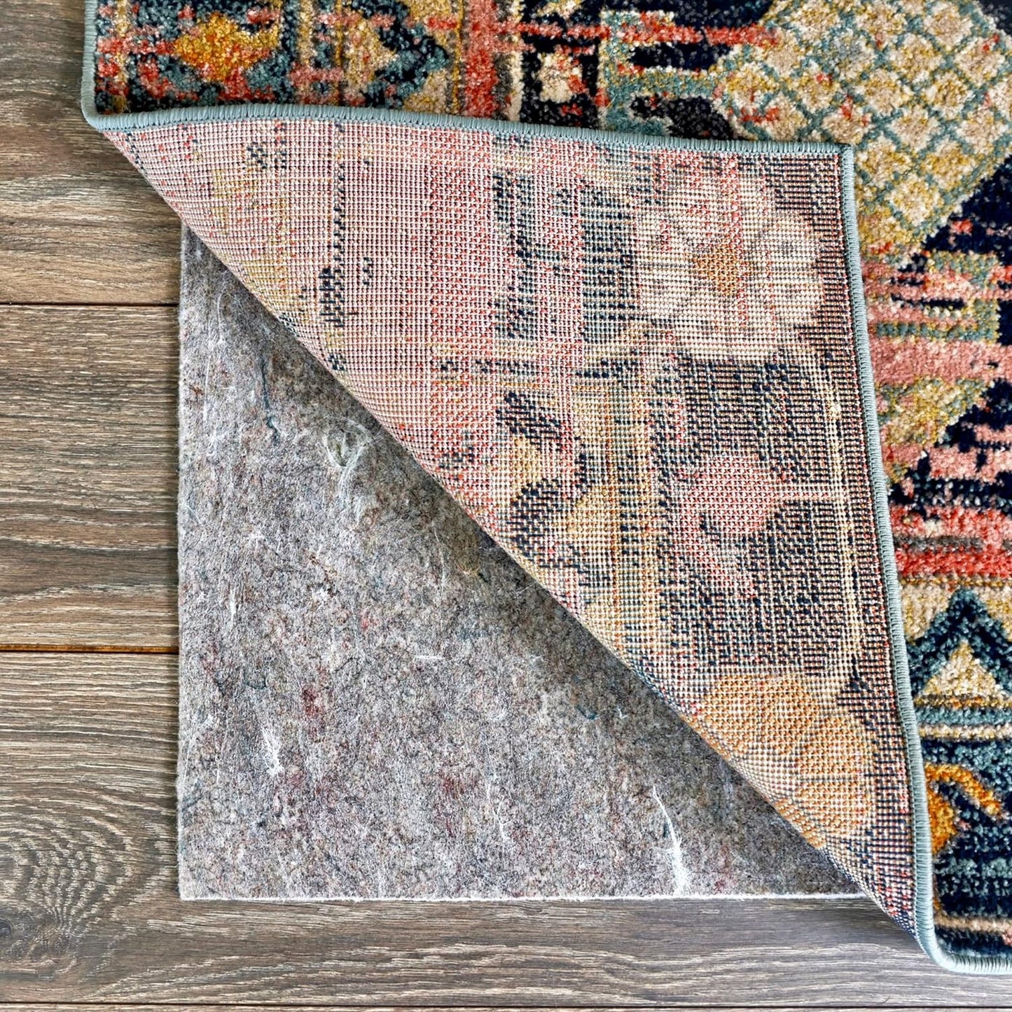 RUGPADUSA - Dual Surface - 4' Round - 1/8" Thick - Felt + Rubber - Non-Slip Backing Rug Pad - Adds Low-Profile Comfort and Protection