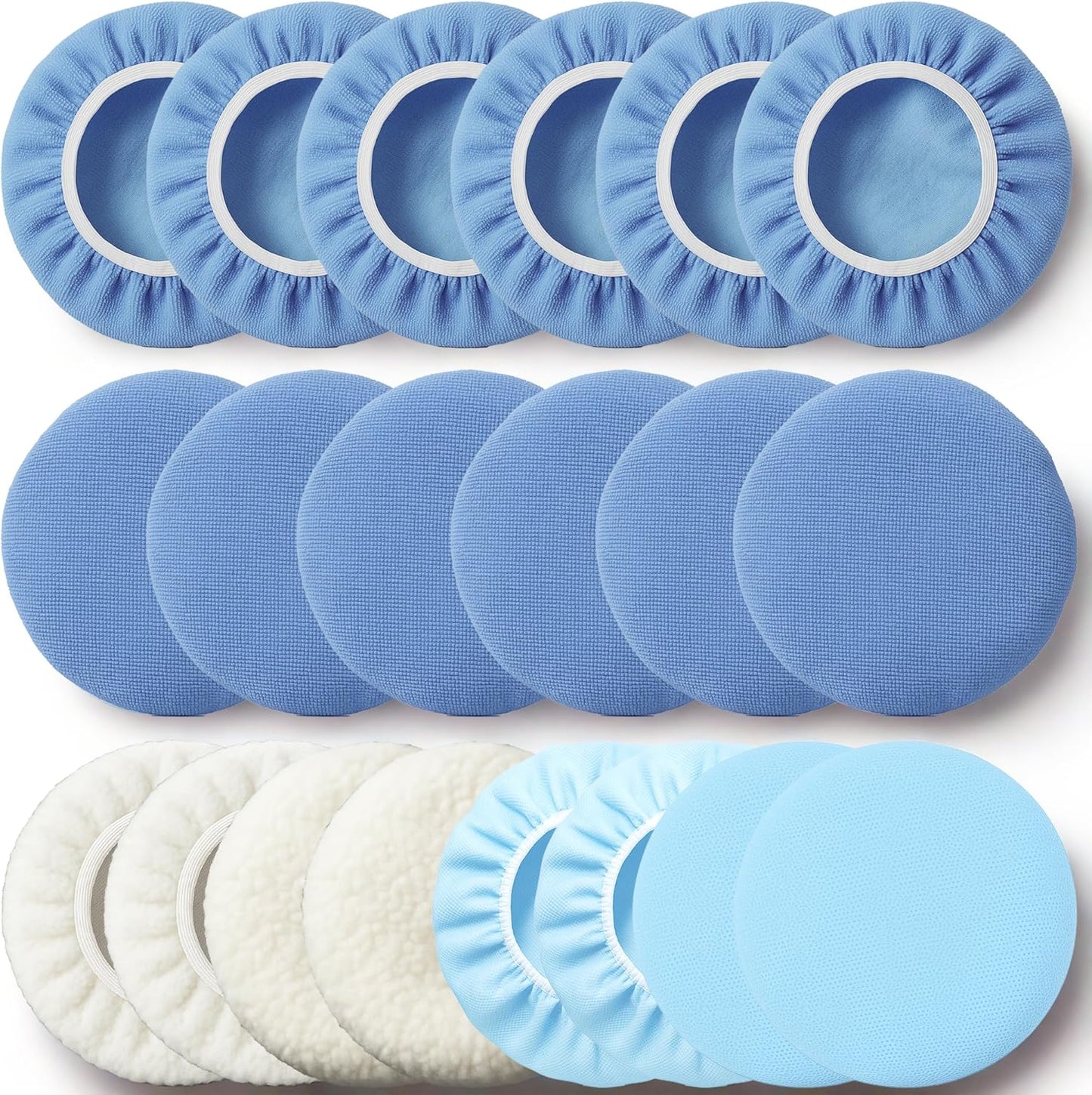 20 Pack Buffing Pads, Polishing Pad Covers, Microfiber & Wool for 5-6 Inch Buffer Polisher; Car Buffer Accessories for Car Detailing Kit; Wax, Polishing Compound & Polish Finishing, Durable Set