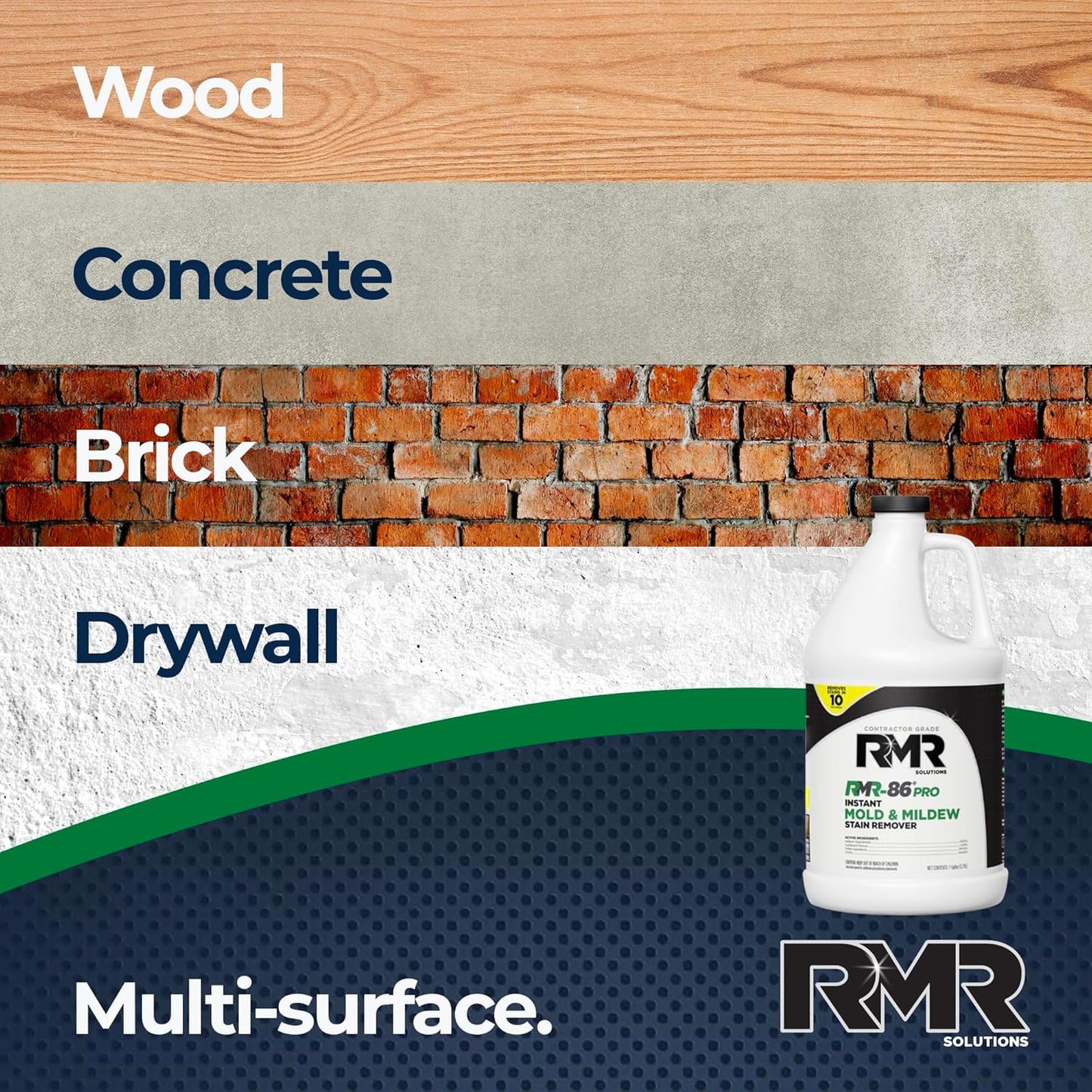 RMR-86 Pro Contractor Grade Mold Stain & Mildew Stain Remover Cleaning Solution, Professional Quality Formula, 1 Gallon