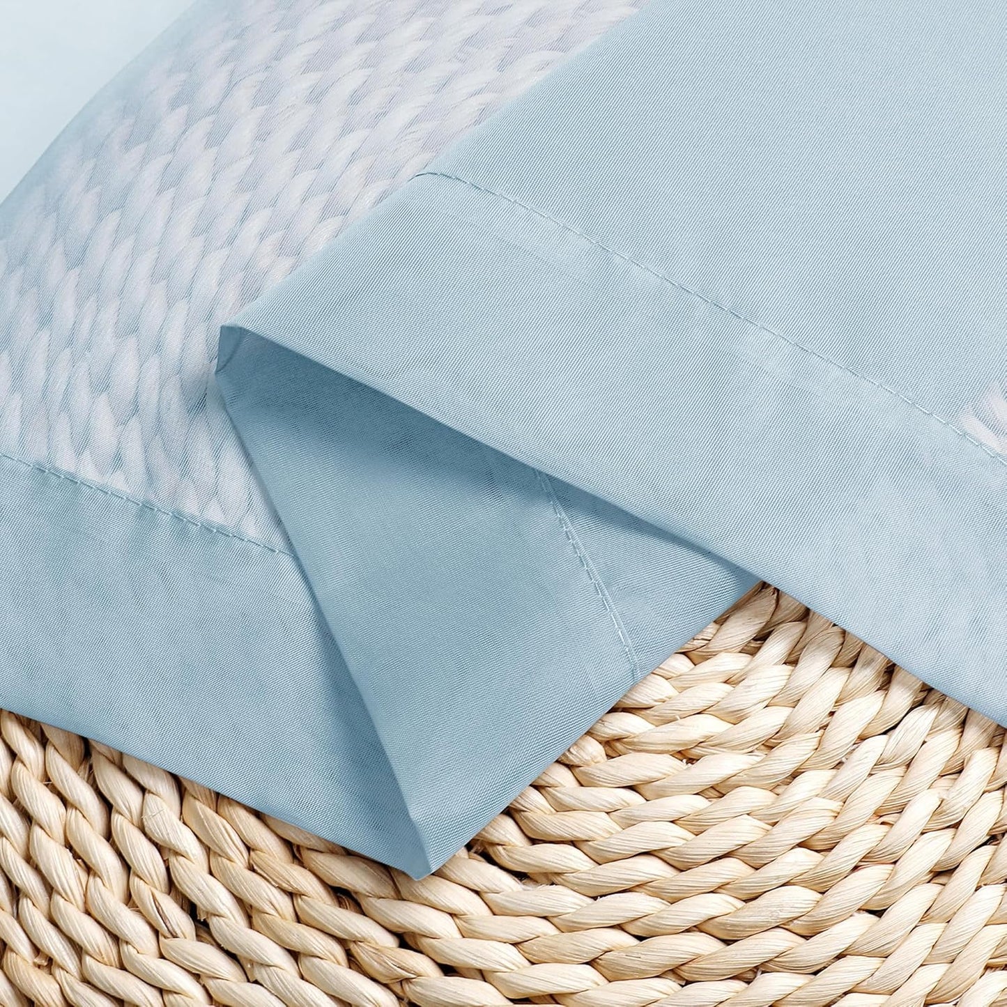 Chyhomenyc Light Blue Sheer Curtains 63 Inch Length 2 Panels, Light Filtering Airy Rod Pocket Window Curtain Treatment Drapes for Bedroom Living, Each 42Wx63L Inches