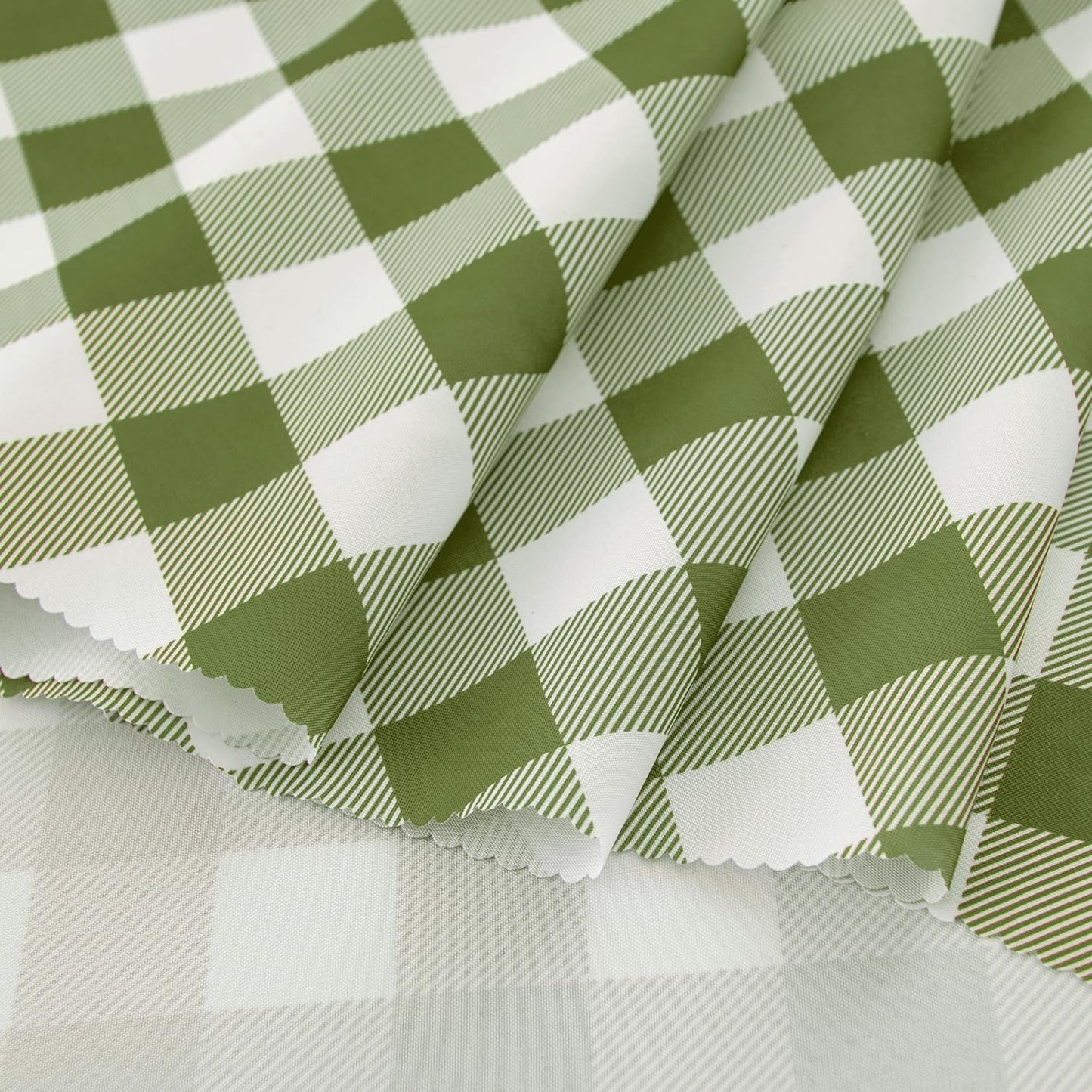 Waterproof Plaid Tablecloth Fabric - Round 58 Inch Classic Gingham Checker Table Cloth for Indoor/Outdoor Use - Buffalo Table Cover for Picnics, BBQs, and Parties