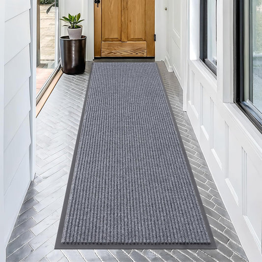 OLANLY Front Door Mat Indoor Outdoor Entrance, Waterproof Heavy Duty Doormat, Fade Resistant, Low Profile, Easy Clean Patio Porch Welcome Floor Mats for Entry, 71x24, Light Gray
