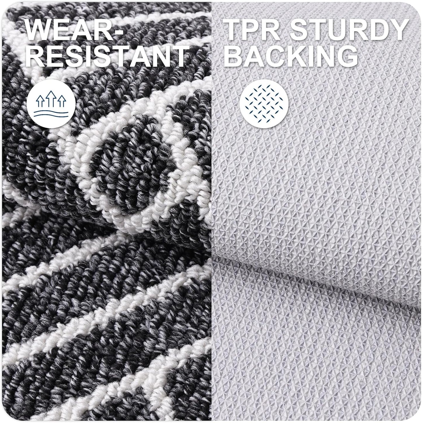 OLANLY Runner Indoor Door Mat, 59x23 Inch, Dirt Resistant and Absorbent, Non-Slip Rubber Backing Floor Mats, Easy Clean Low-Profile Doormat for Entryway, Front Door, and Inside Entrance, Black